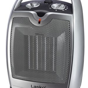 Lasko 1500W Electric Oscillating Ceramic Tabletop Space Heater with Adjustable Thermostat, 5409, Gray
