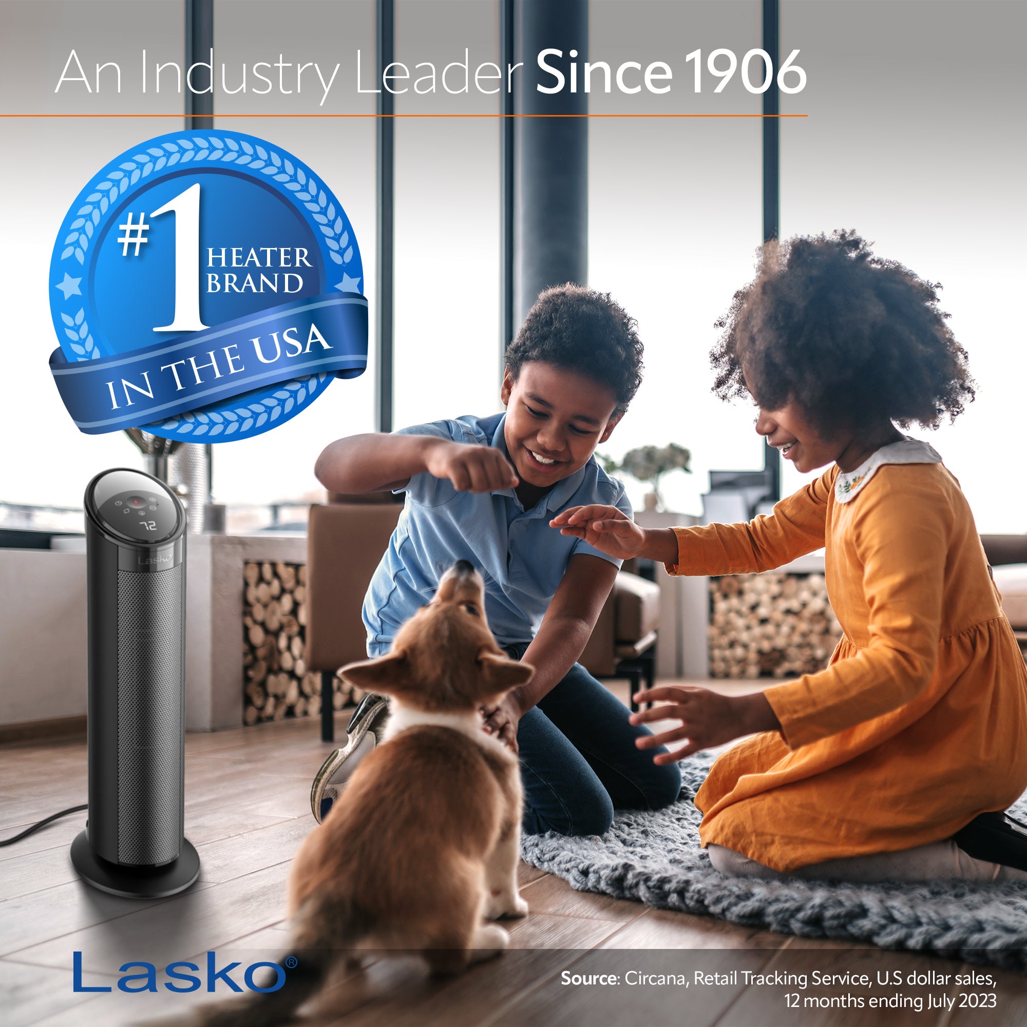 Lasko 22" Ceramic Tower Space Heater with Timer and Remote, CT22495, Black - Image 2