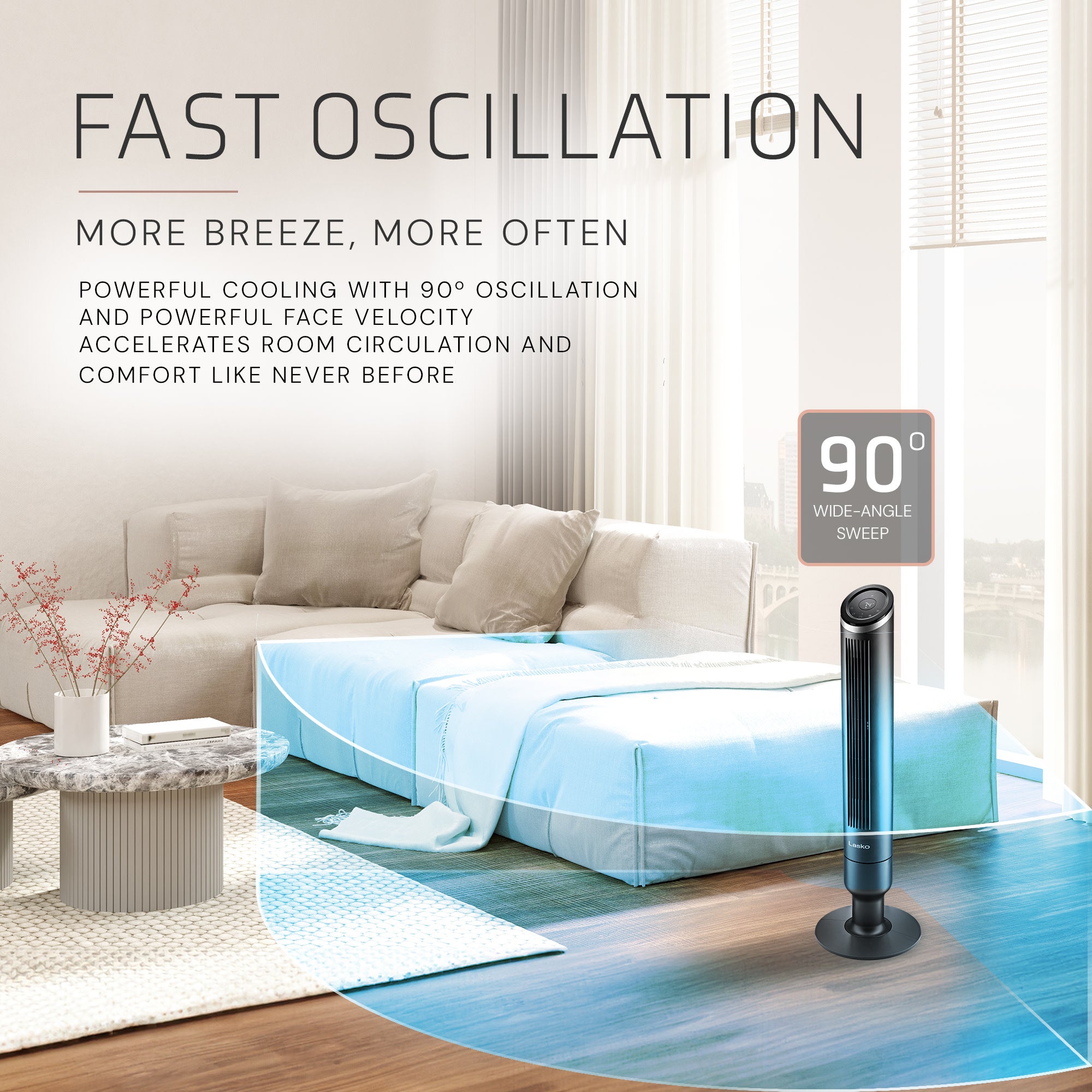 Lasko Summit Apex RST200 42" Oscillating Tower Fan with Remote Control: Black - Image 7