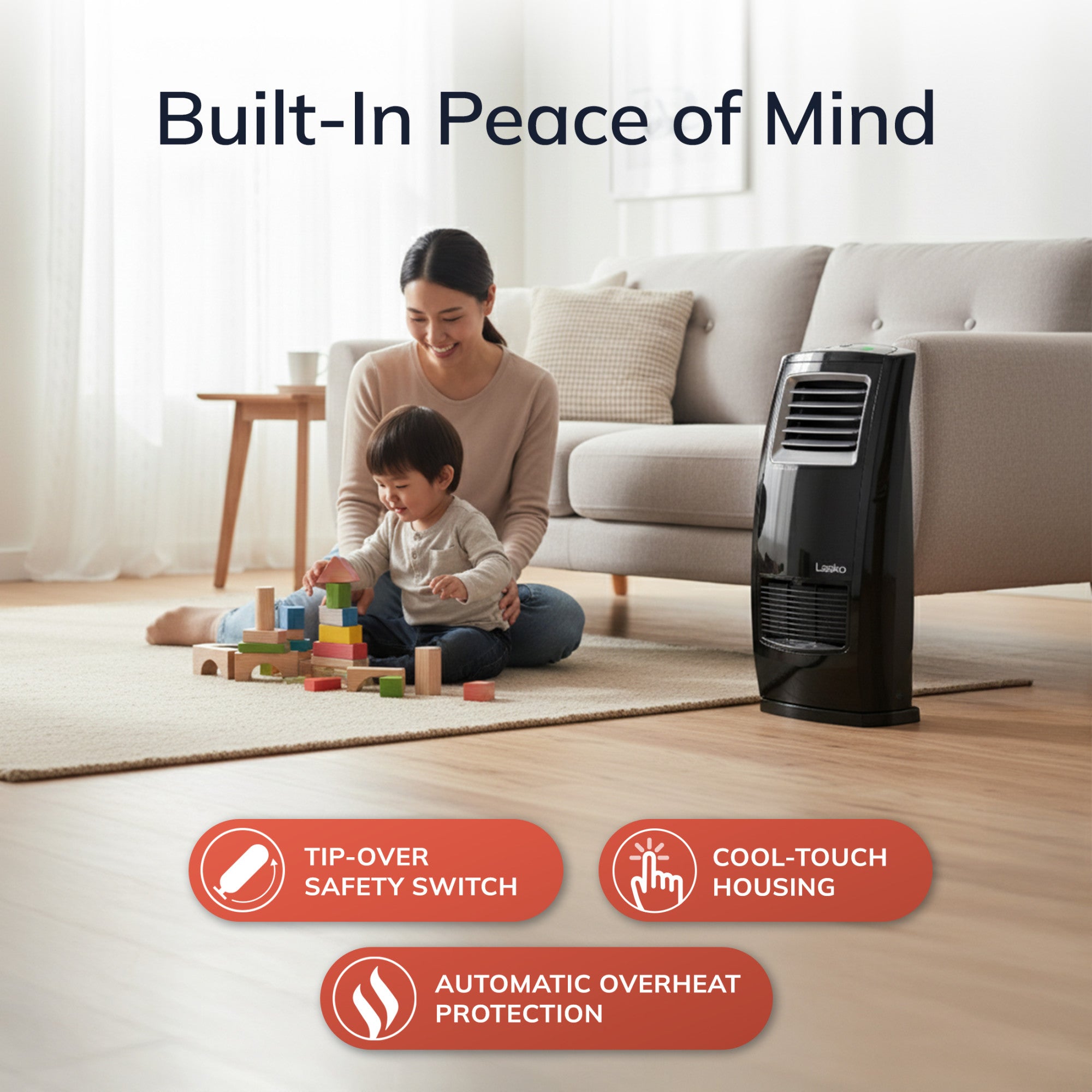 Lasko 1500W Motion Heat Whole Room Ceramic Space Heater with Remote, CC23161, Black - Image 4