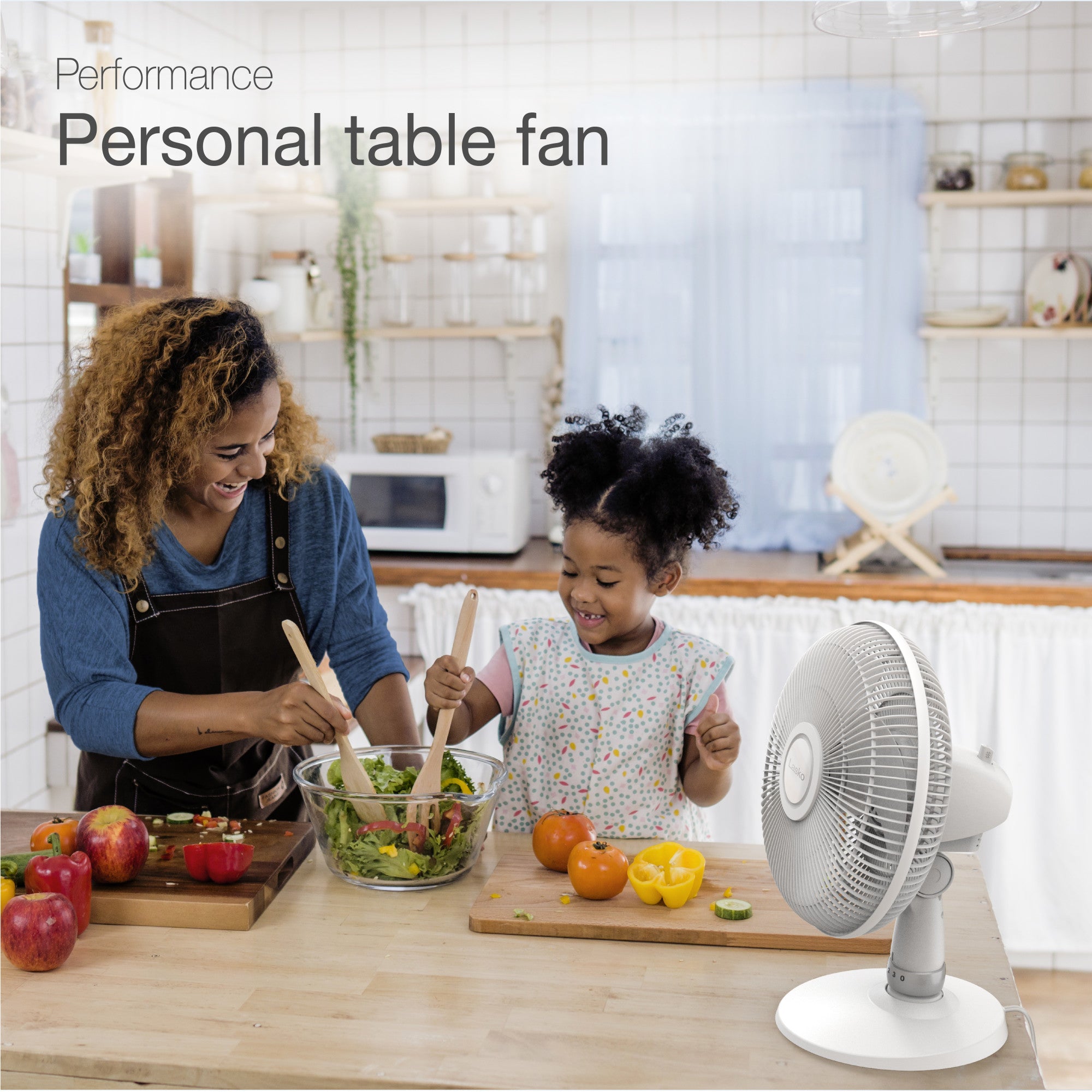 Lasko 12" Oscillating 3-Speed Personal Table Fan, D12225, White - Image 2