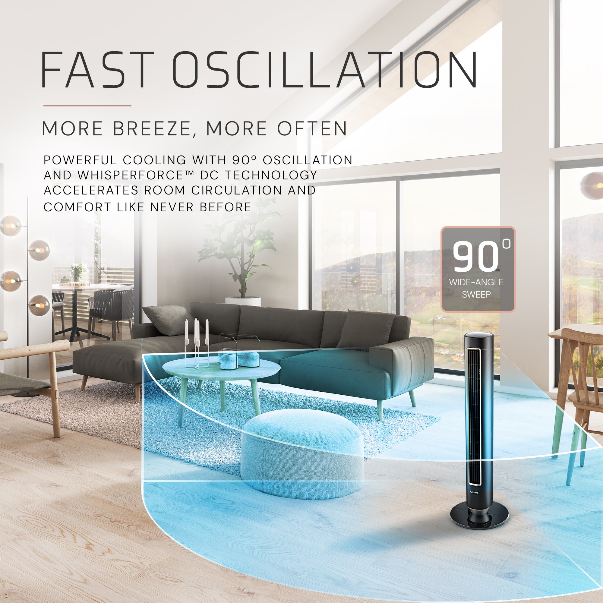 Lasko Summit Pinnacle DST100 40" Oscillating DC Motor Tower Fan with Remote Control: Black - Image 7