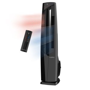 Lasko 1500W Electric Oscillating All Season Tower Fan and Space Heater with Remote, FHV801, Black