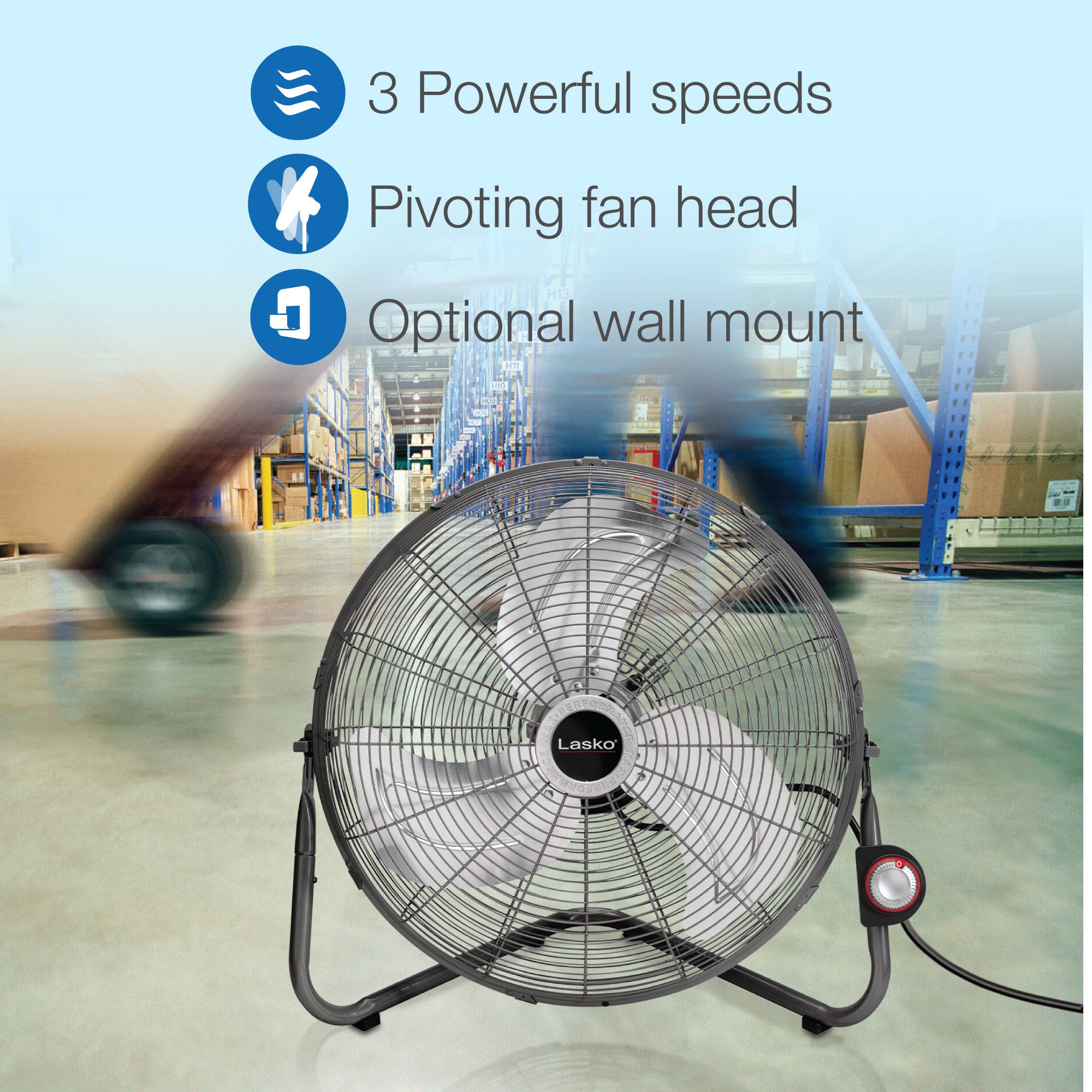 Lasko H20310 20" High Velocity Floor & Wall Mount Fan - Image 4