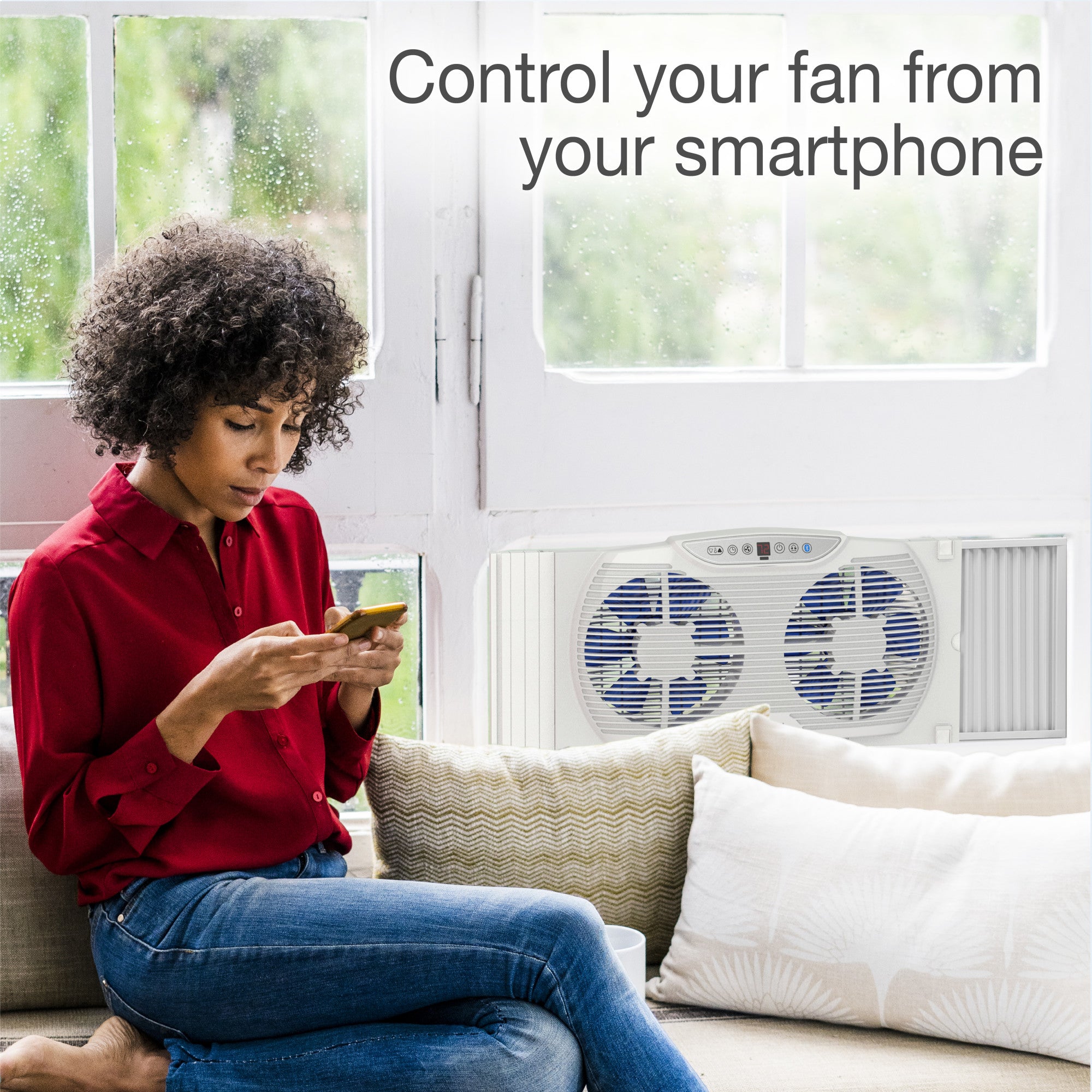 Lasko Electrically Reversible Twin Window Fan with Bluetooth® Technology, W09560, White - Image 3