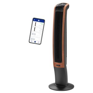 Lasko 42" Wind Curve 3-Speed Oscillating Tower Fan with Bluetooth® Technology, T42905, Woodgrain