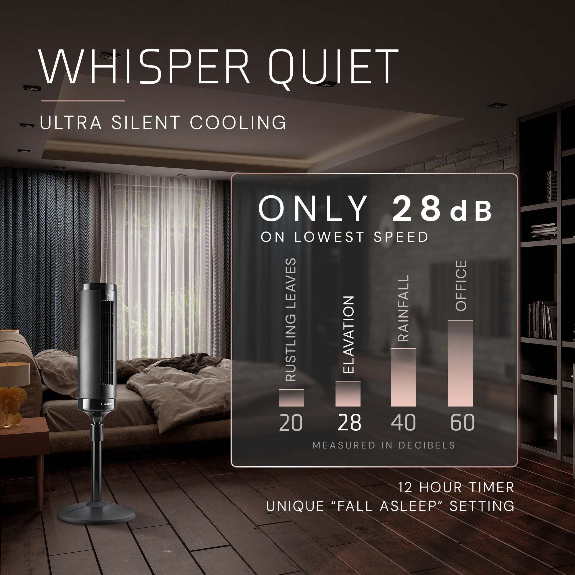 Lasko Summit Elevation EST100 54" Oscillating Pedestal Tower Fan with Remote Control: Black - Image 4