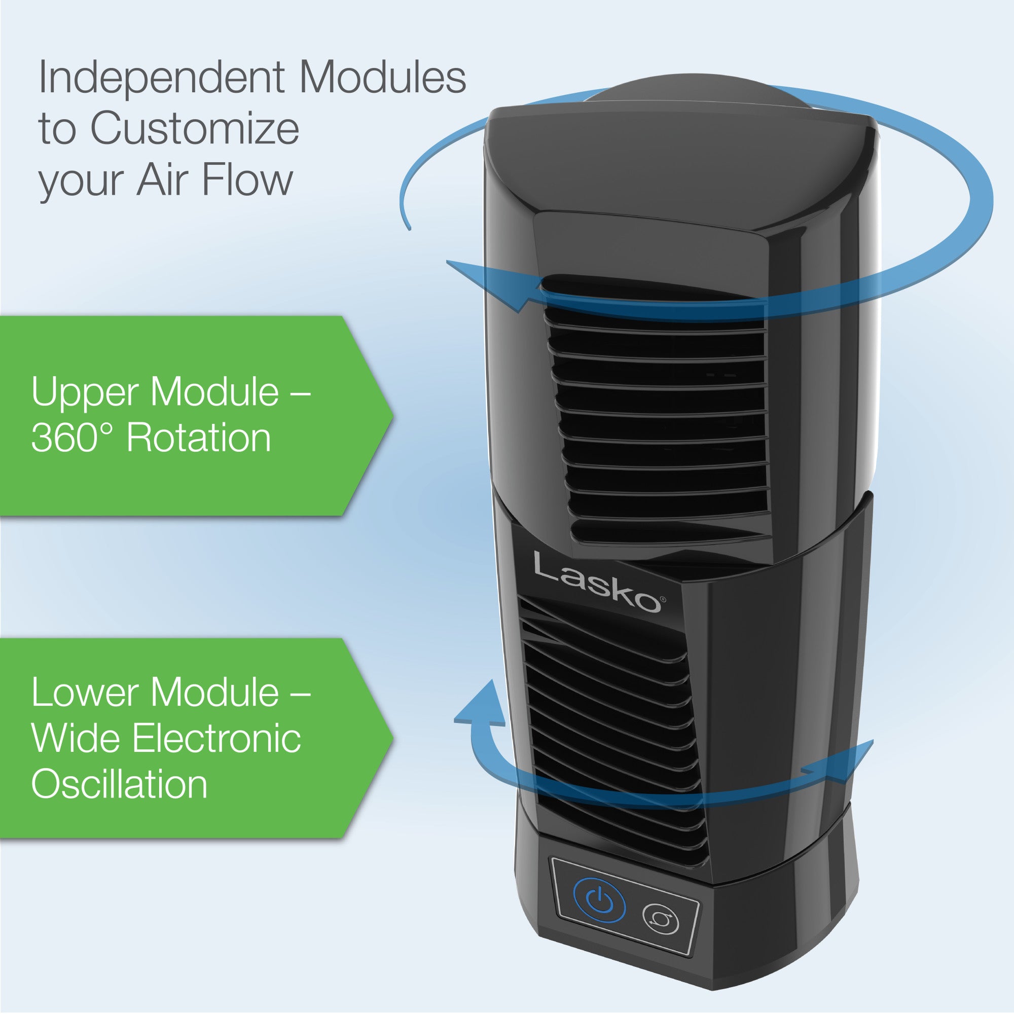 Lasko T13310 12" Desktop Wind Tower Oscillating Multi-Directional Table Fan - Image 9