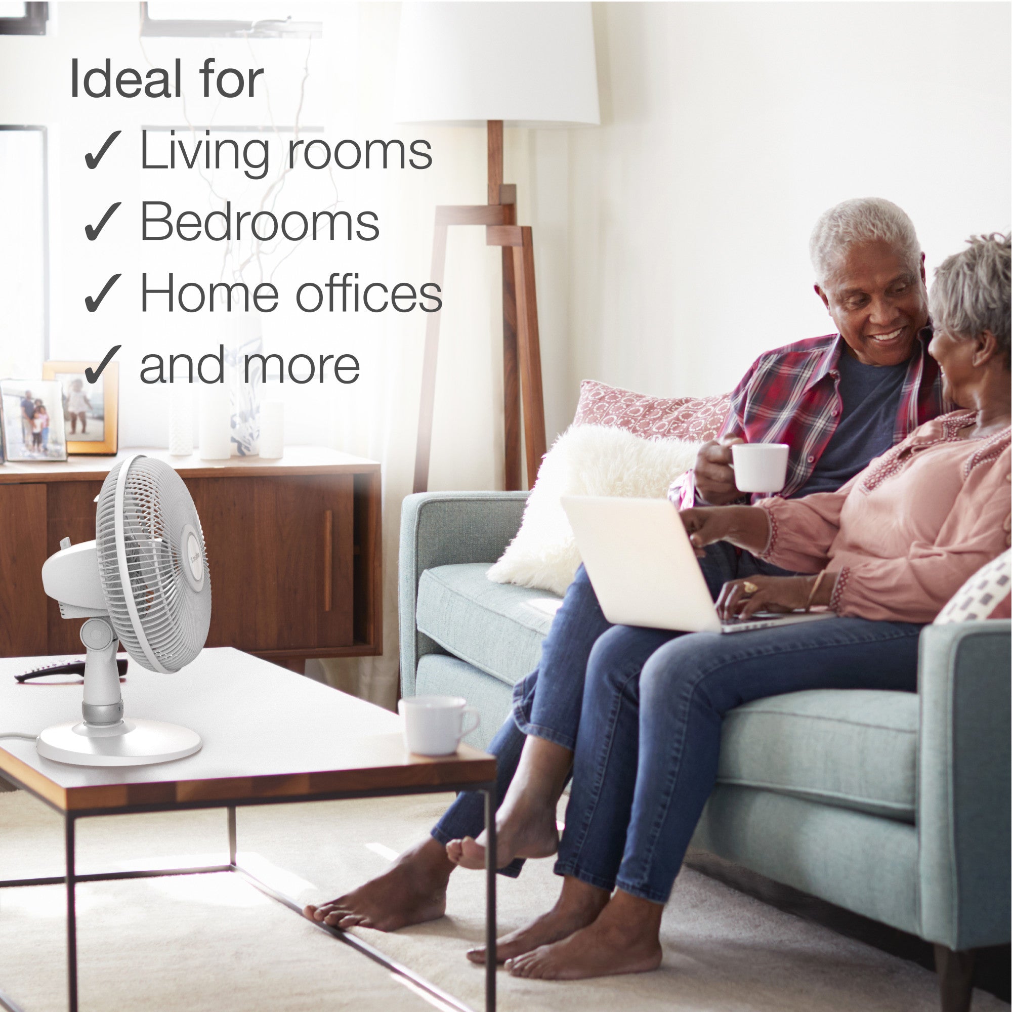 Lasko 12" Oscillating 3-Speed Personal Table Fan, D12225, White - Image 5