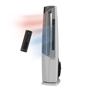 Lasko All Season High Velocity Hybrid Tower Fan and Space Heater in One with Remote Control, FHV820, White