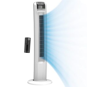 Lasko 42" 12-Speed EcoQuiet DC Motor Tower Fan with Remote Control, T42710, White