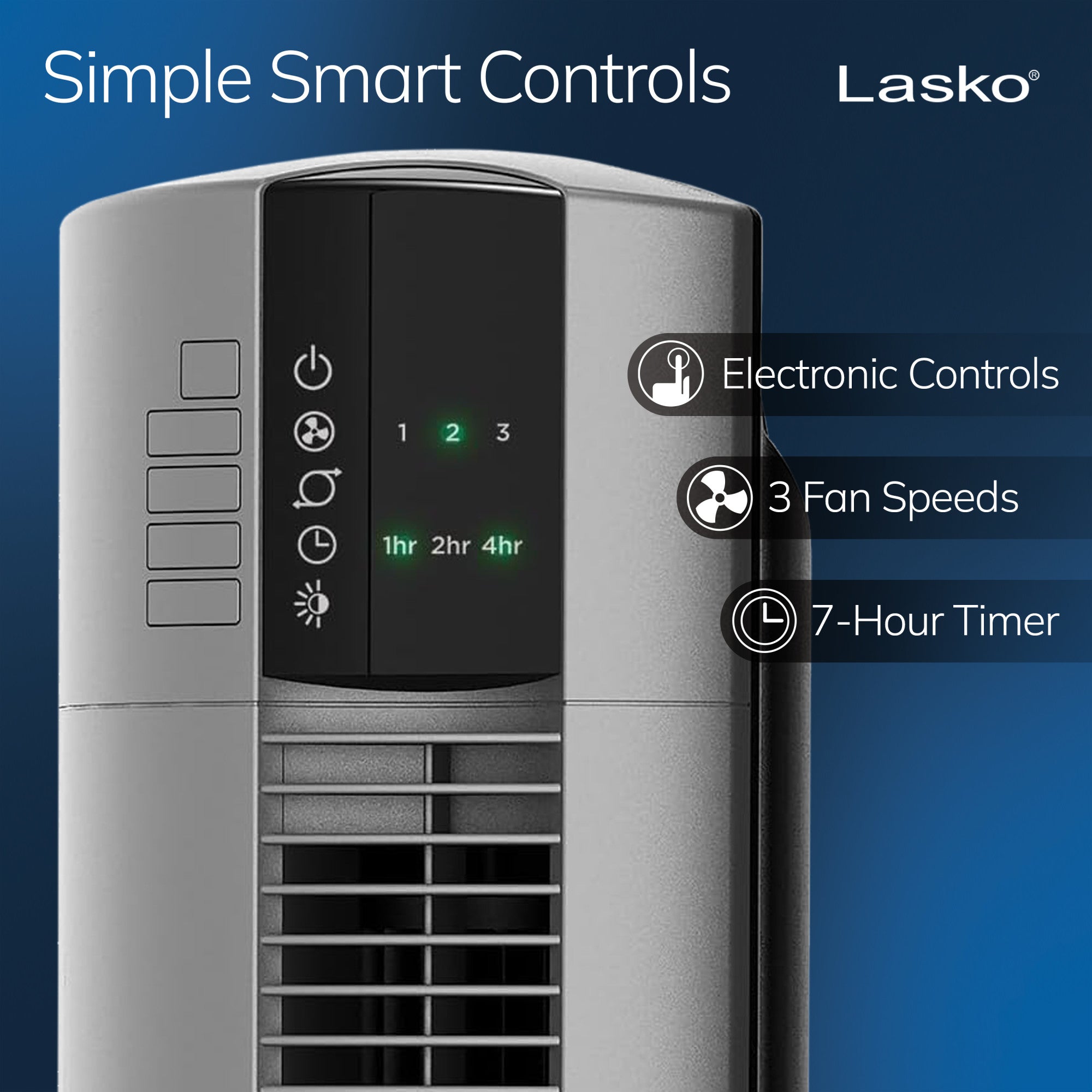 Lasko 48" Space-Saving Oscillating Performance Tower Fan with Remote, T48314, Grey - Image 3