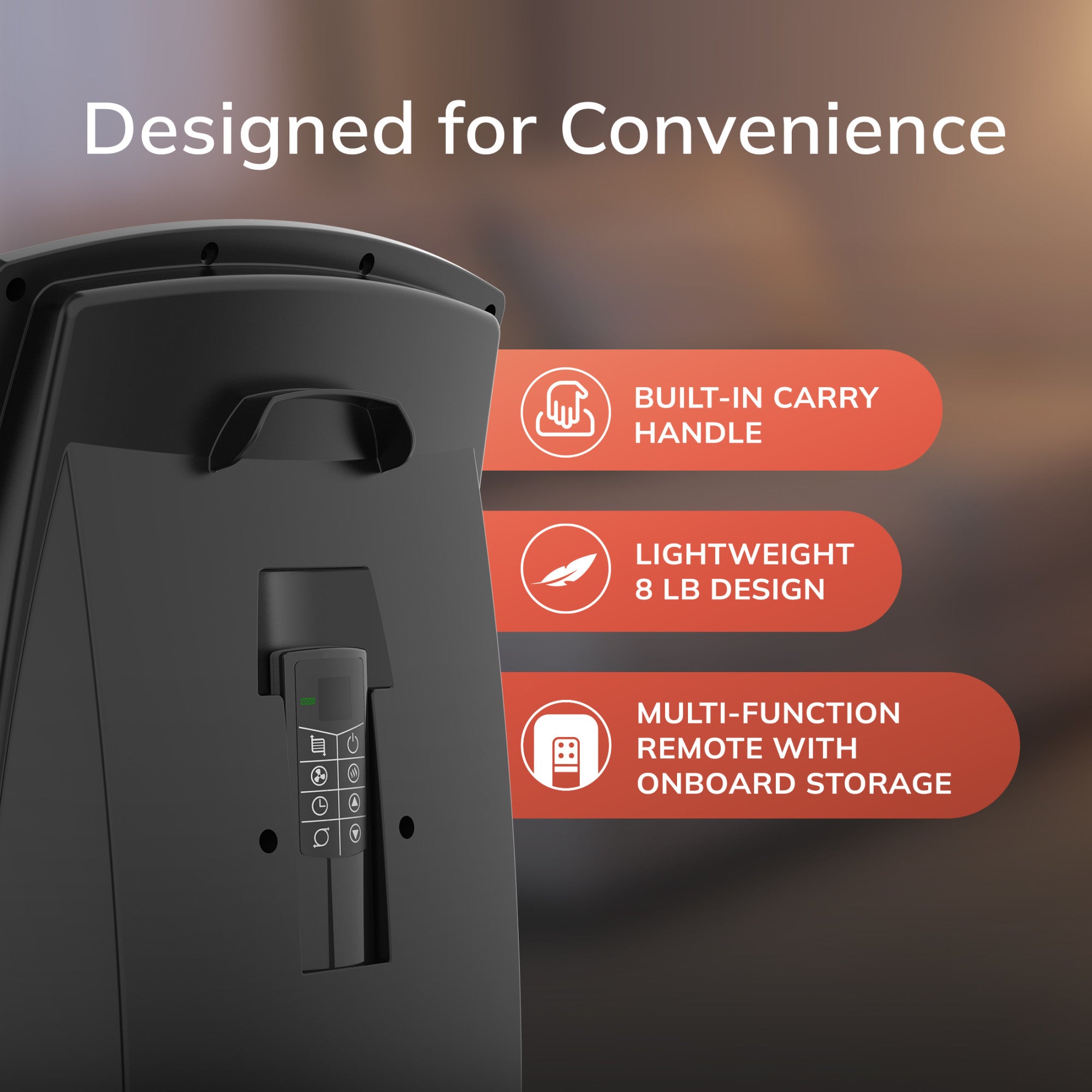 Lasko 1500W Motion Heat Whole Room Ceramic Space Heater with Remote, CC23161, Black - Image 6