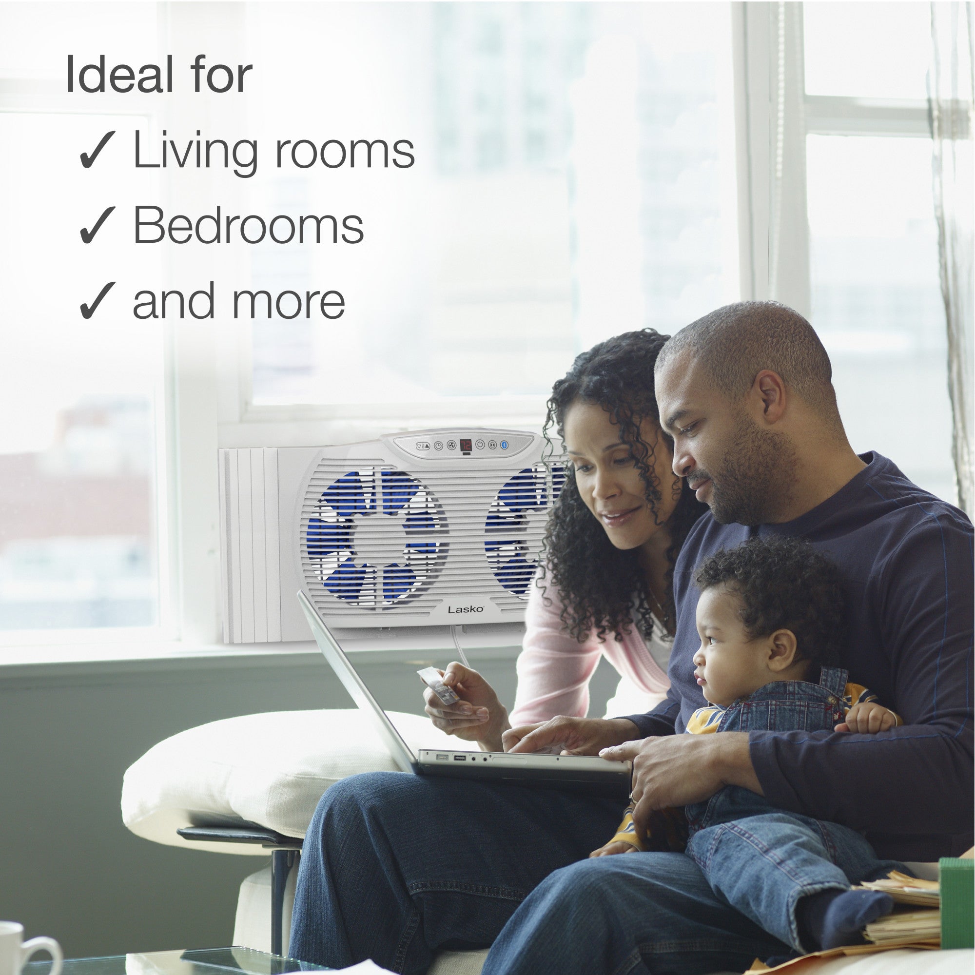 Lasko Electrically Reversible Twin Window Fan with Bluetooth® Technology, W09560, White - Image 5