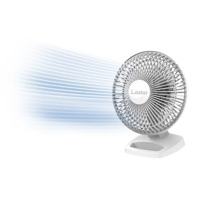 Lasko 6" 2-Speed Personal Table Fan with Storage Tray, 2002W, White