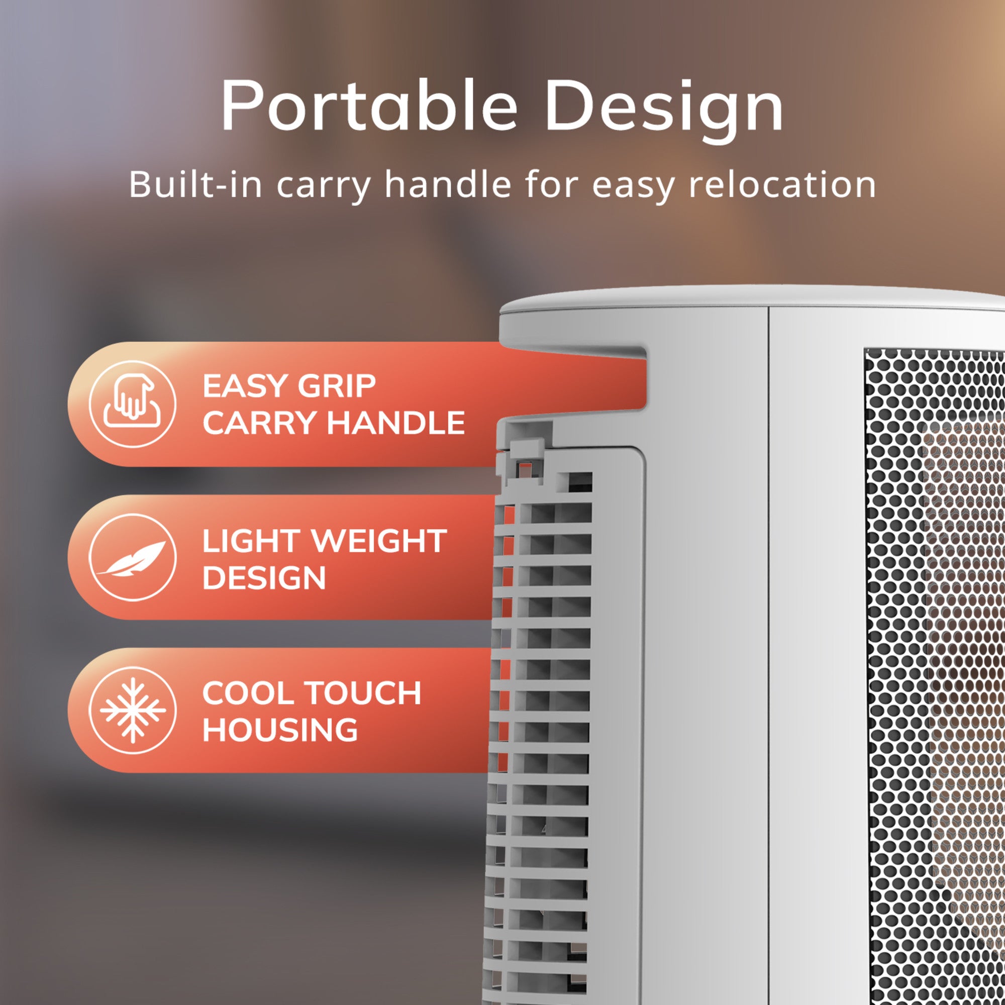 Lasko CD09475 9" Oscillating Personal Desktop Ceramic Space Heater with Tip-Over Switch: White - Image 6