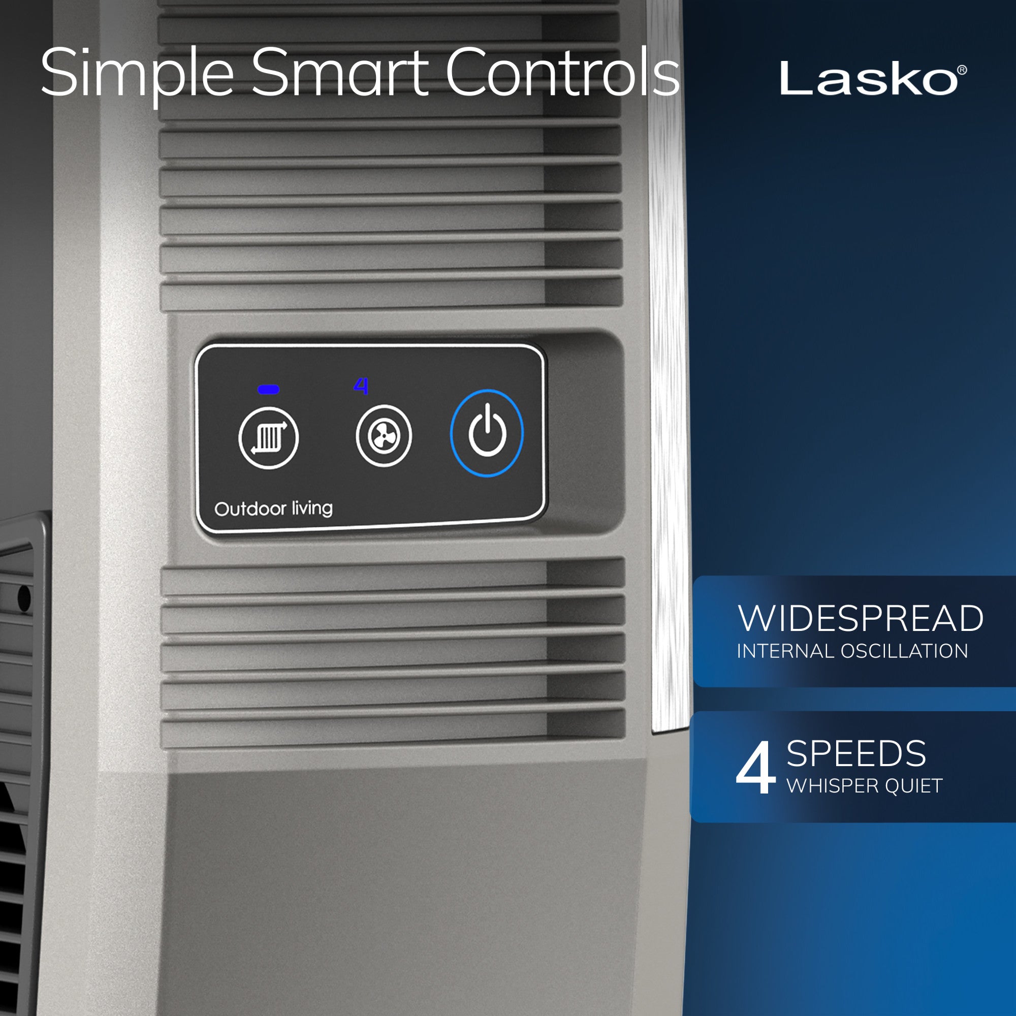 Lasko 42" 4-Speed Oscillating Outdoor Tower Fan with 10-Foot Power Cord, YF202, Gray - Image 5