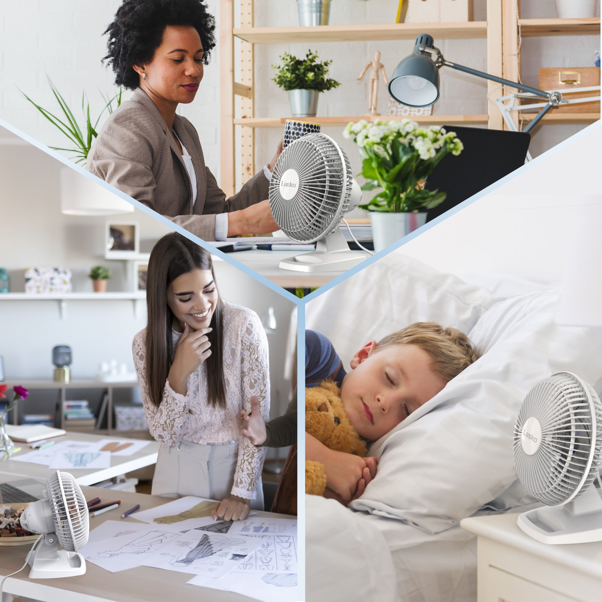 Lasko 6" 2-Speed Personal Table Fan with Storage Tray, 2002W, White - Image 7