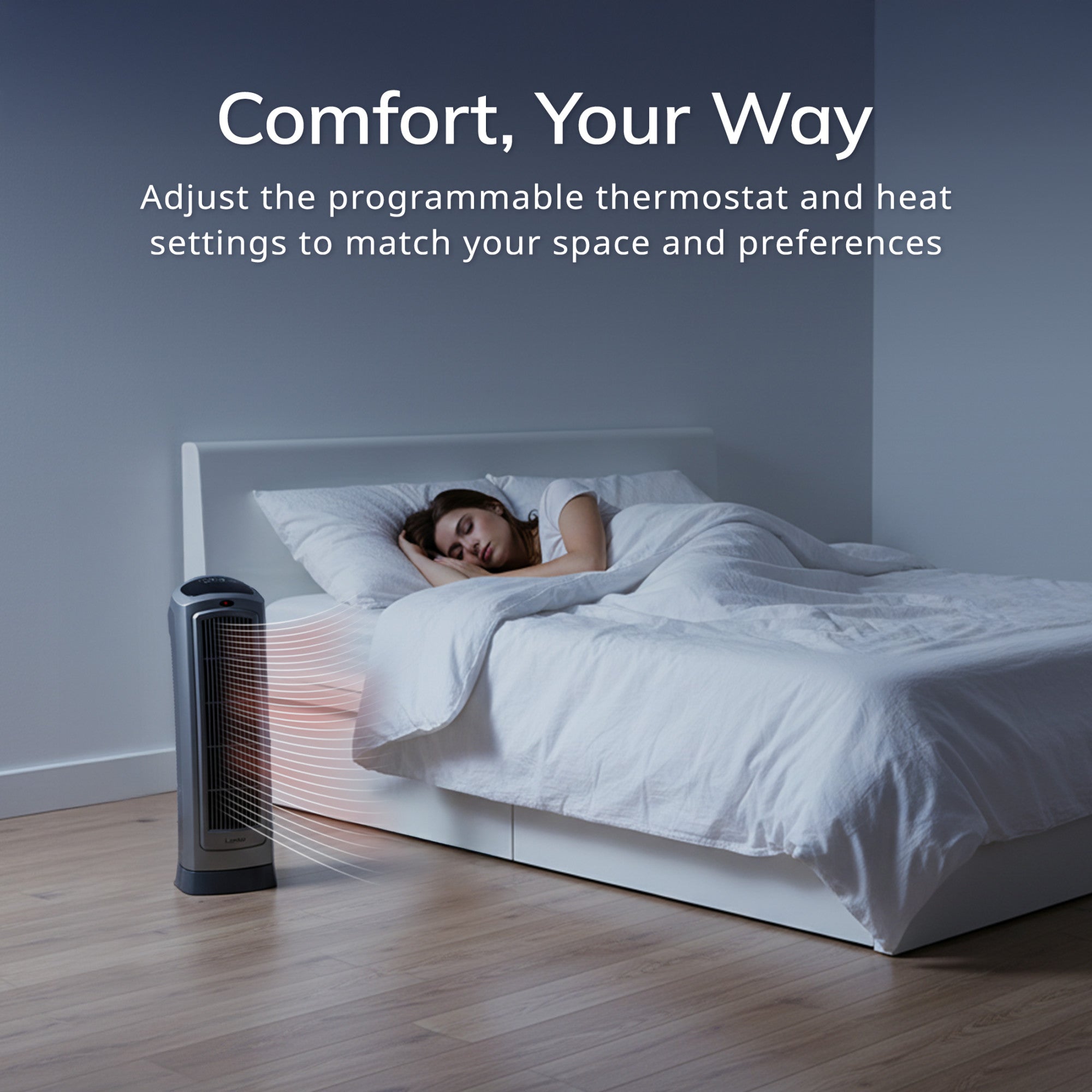 Lasko 1500W Electric Portable Oscillating Ceramic Space Heater Tower with Digital Display, 5538, Gray - Image 7