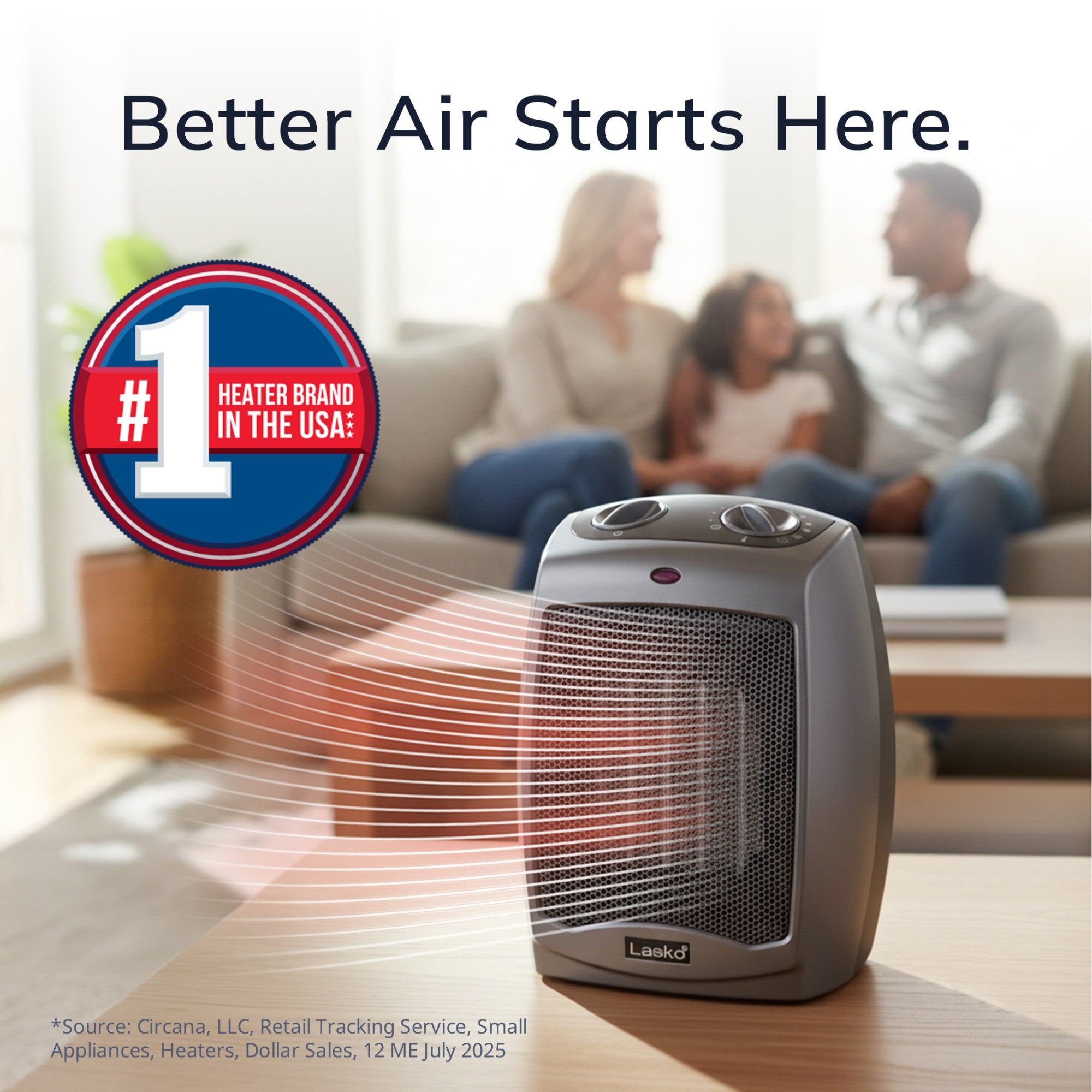 Lasko 1500W 2-Speed Ceramic Space Heater with Tip-Over Safety Switch, 754201, Gray - Image 2