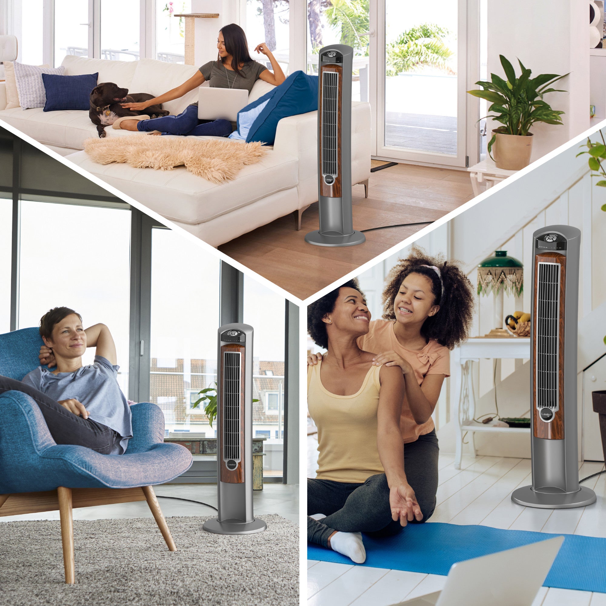 Lasko 42" Wind Curve Tower Fan with Ionizer and Remote, 2554, Gray/Woodgrain - Image 6