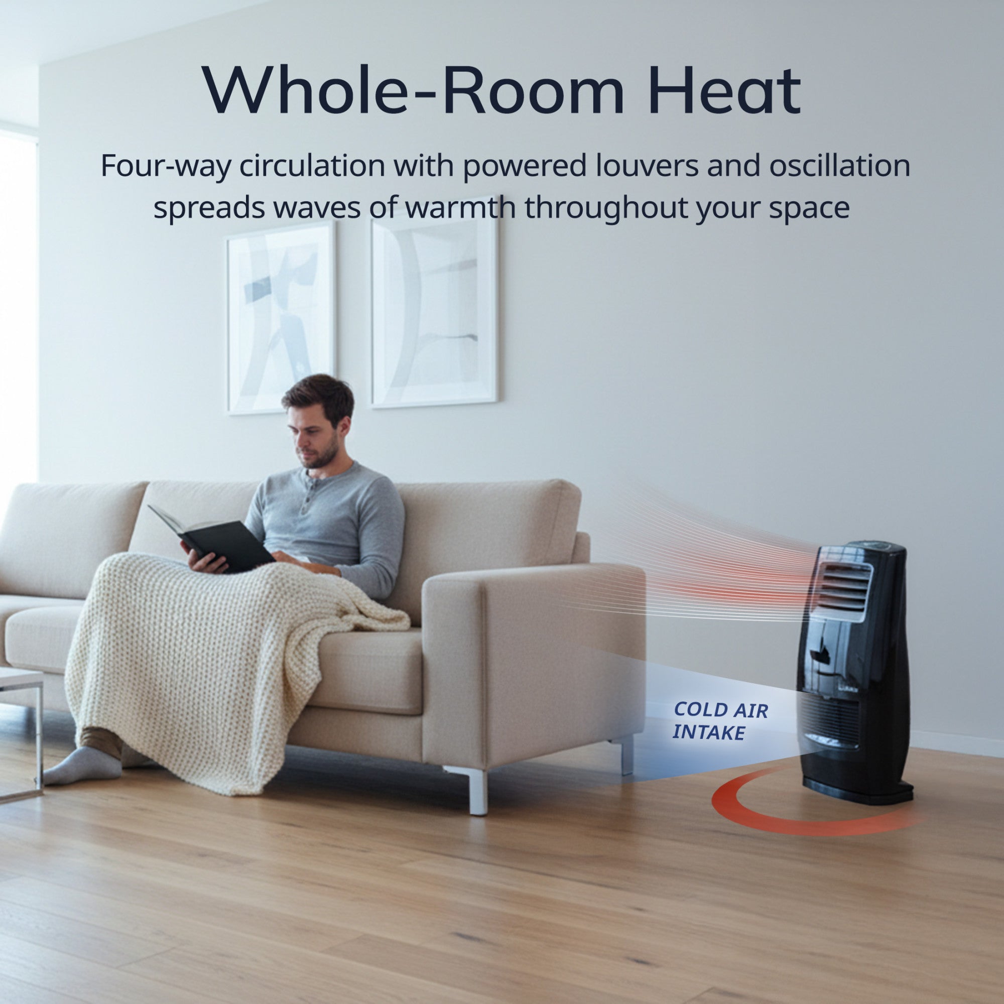 Lasko 1500W Motion Heat Whole Room Ceramic Space Heater with Remote, CC23161, Black - Image 3