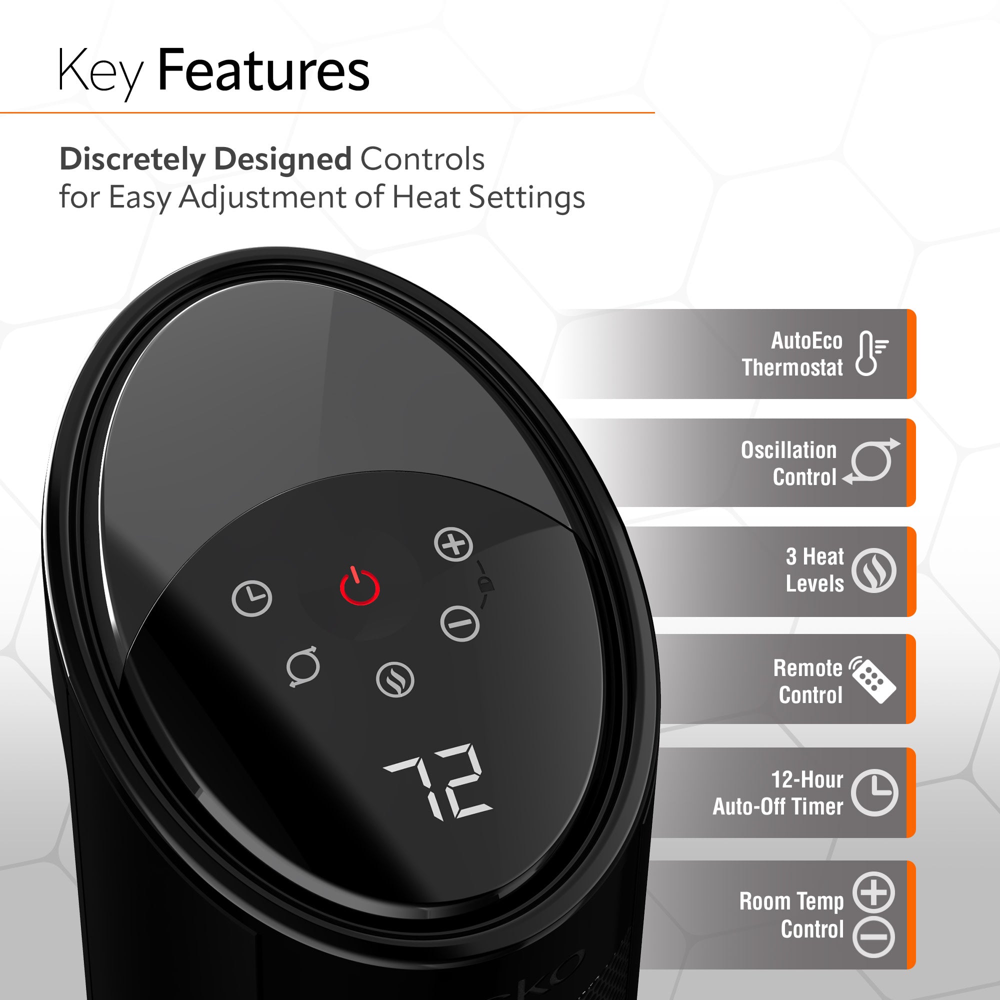 Lasko 22" Ceramic Tower Space Heater with Timer and Remote, CT22495, Black - Image 3