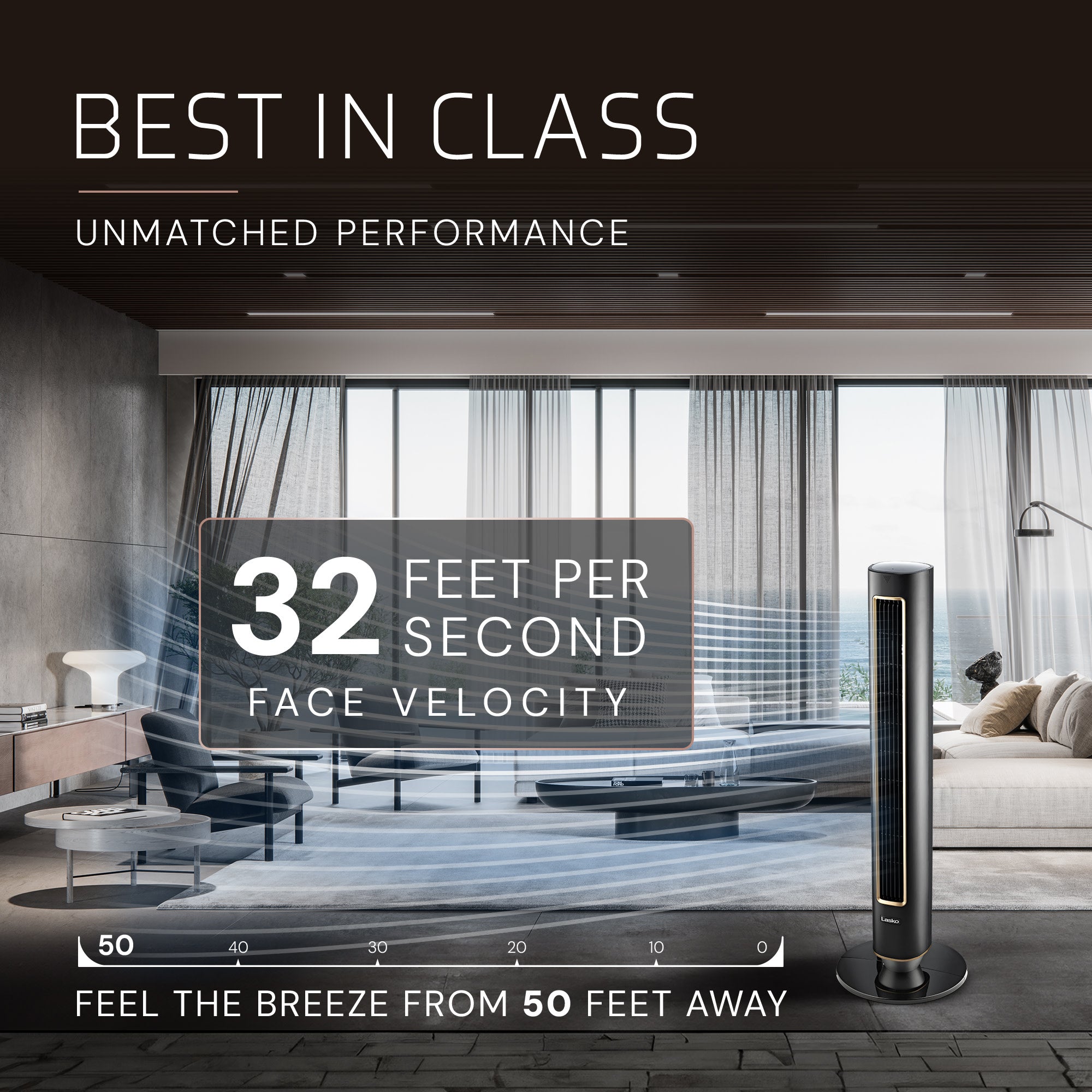 Lasko Summit Pinnacle DST100 40" Oscillating DC Motor Tower Fan with Remote Control: Black - Image 3