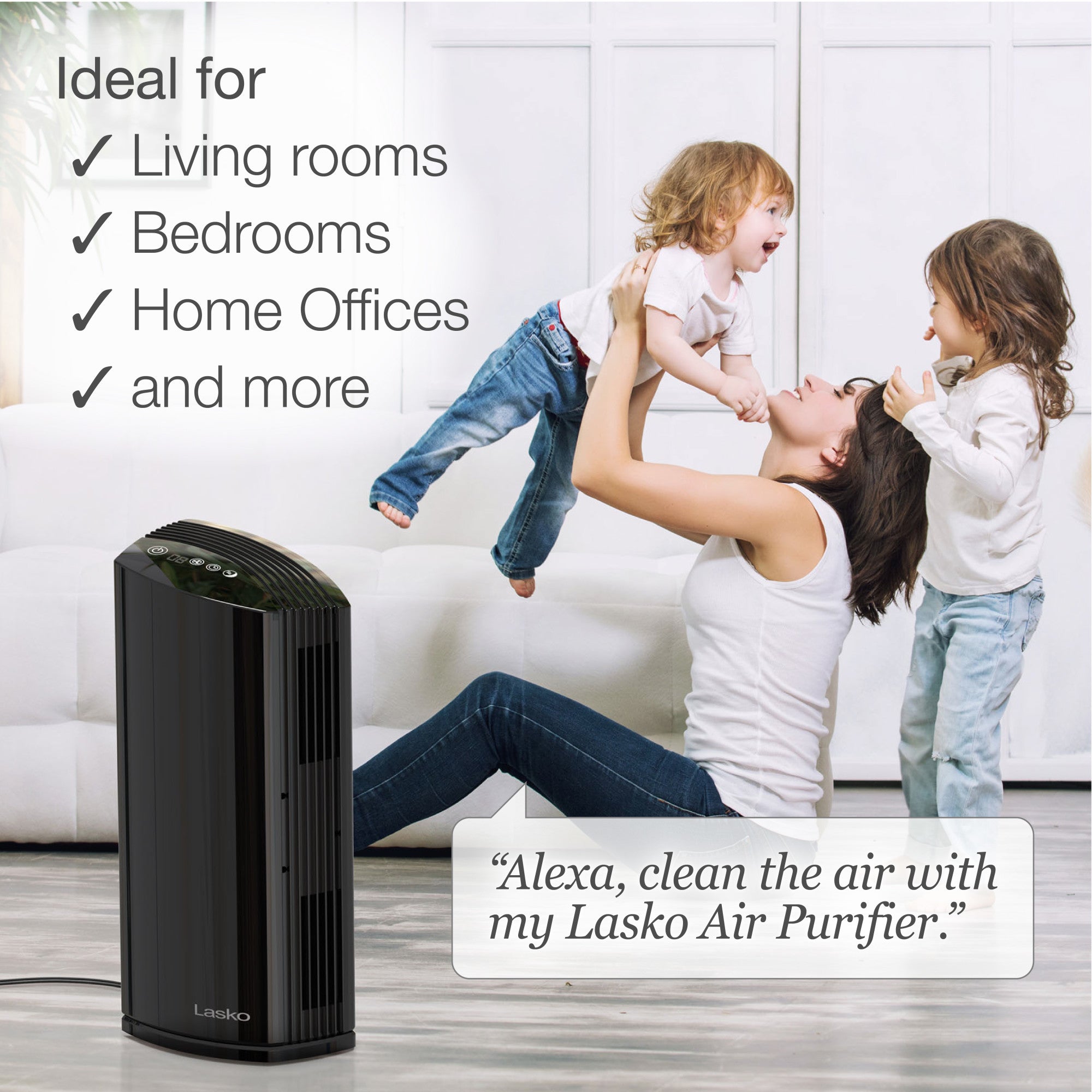 Lasko Smart Air Purifier with True HEPA Filter, Works with Alexa, LP450S, Black - Image 5