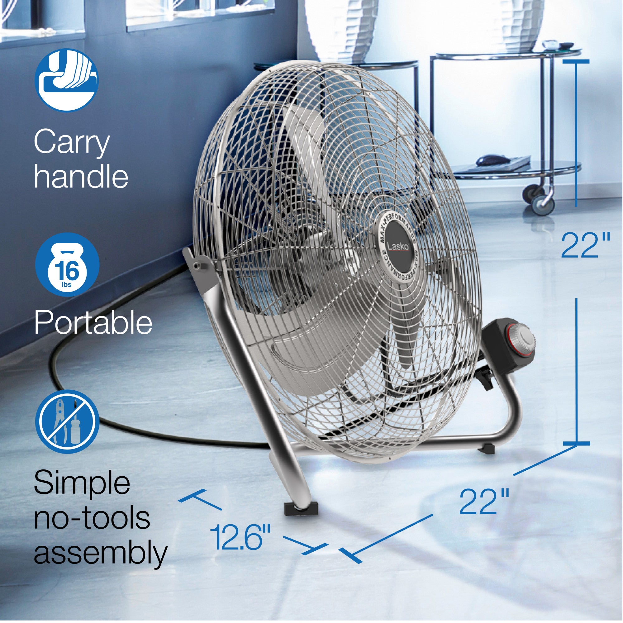 Lasko H20310 20" High Velocity Floor & Wall Mount Fan - Image 6