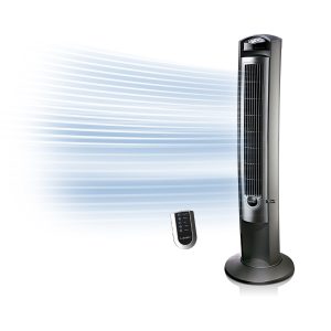 Lasko 42" Wind Curve Oscillating Tower Fan with Nighttime Setting and Remote, T42951, Silver