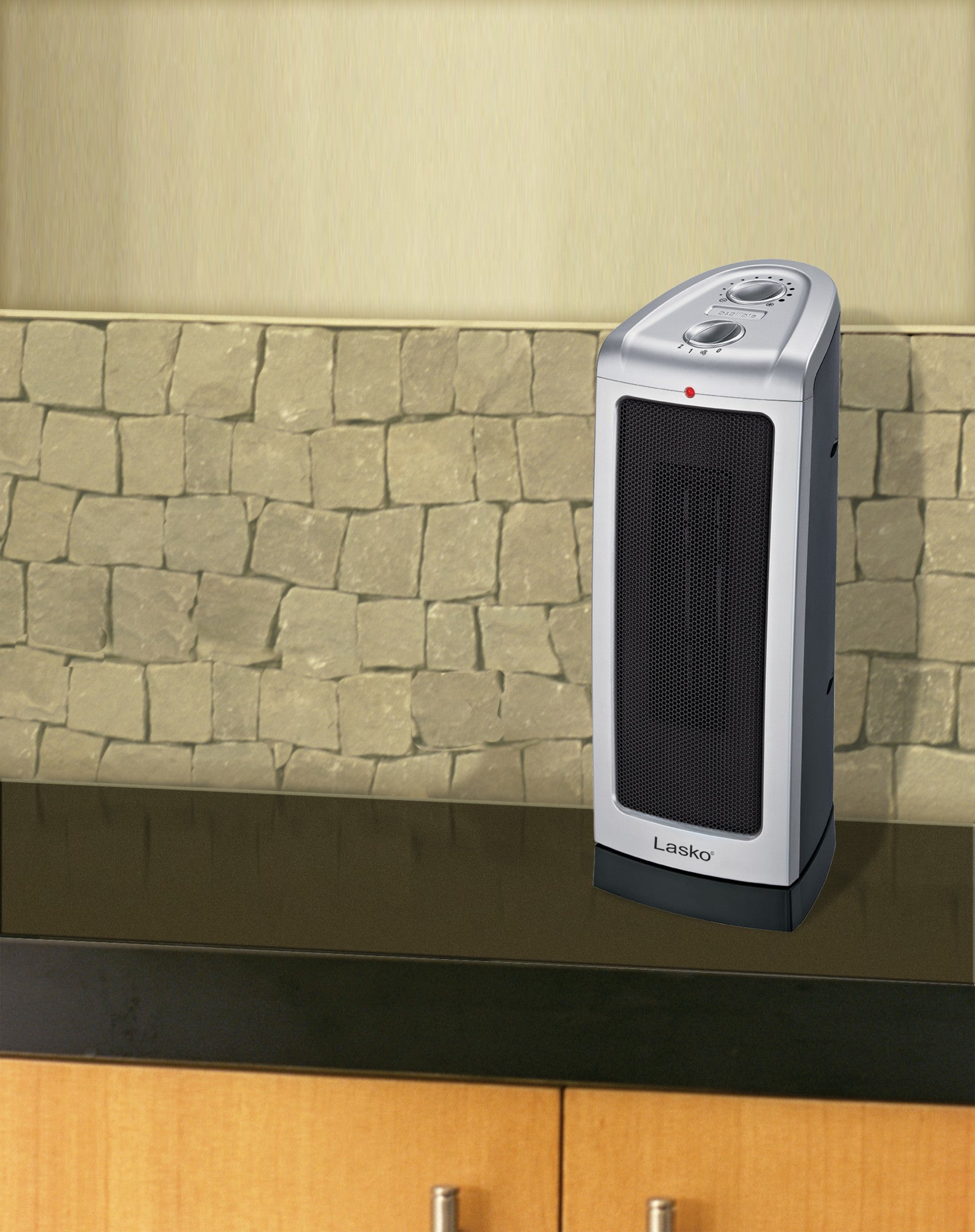 Lasko 1500W Electric Oscillating Ceramic Tower Space Heater with Thermostat, 5307, Silver - Image 5