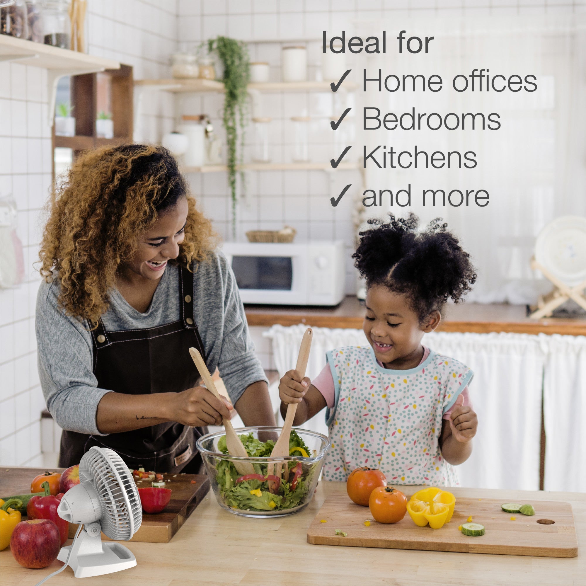 Lasko 6" 2-Speed Personal Table Fan with Storage Tray, 2002W, White - Image 5