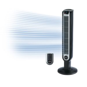 Lasko 36" Oscillating 3-Speed Tower Fan and Ionizer with Remote Control, 2505, Black