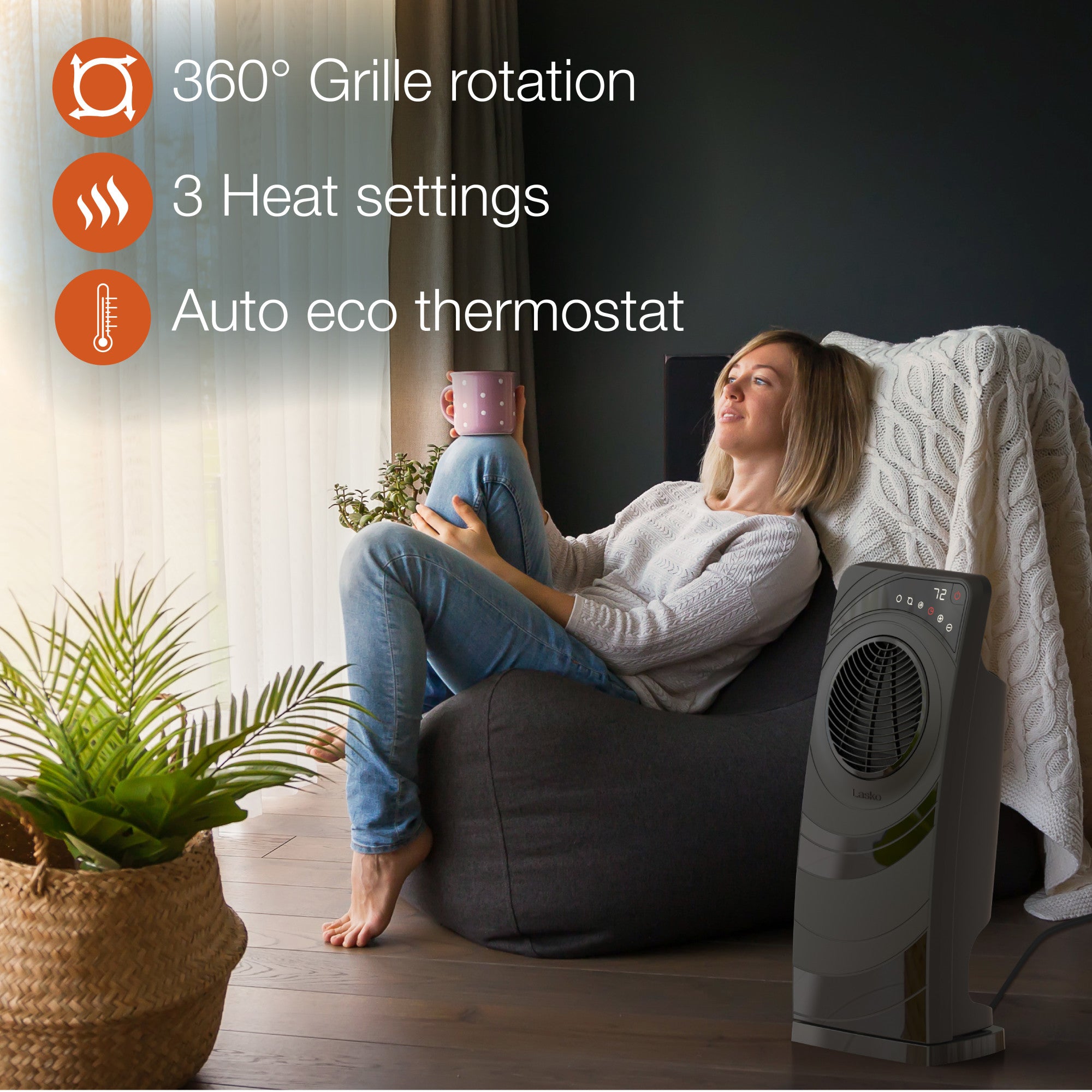 Lasko Elite Collection Revolution Ceramic Space Heater with Remote, CC23630, Black - Image 4