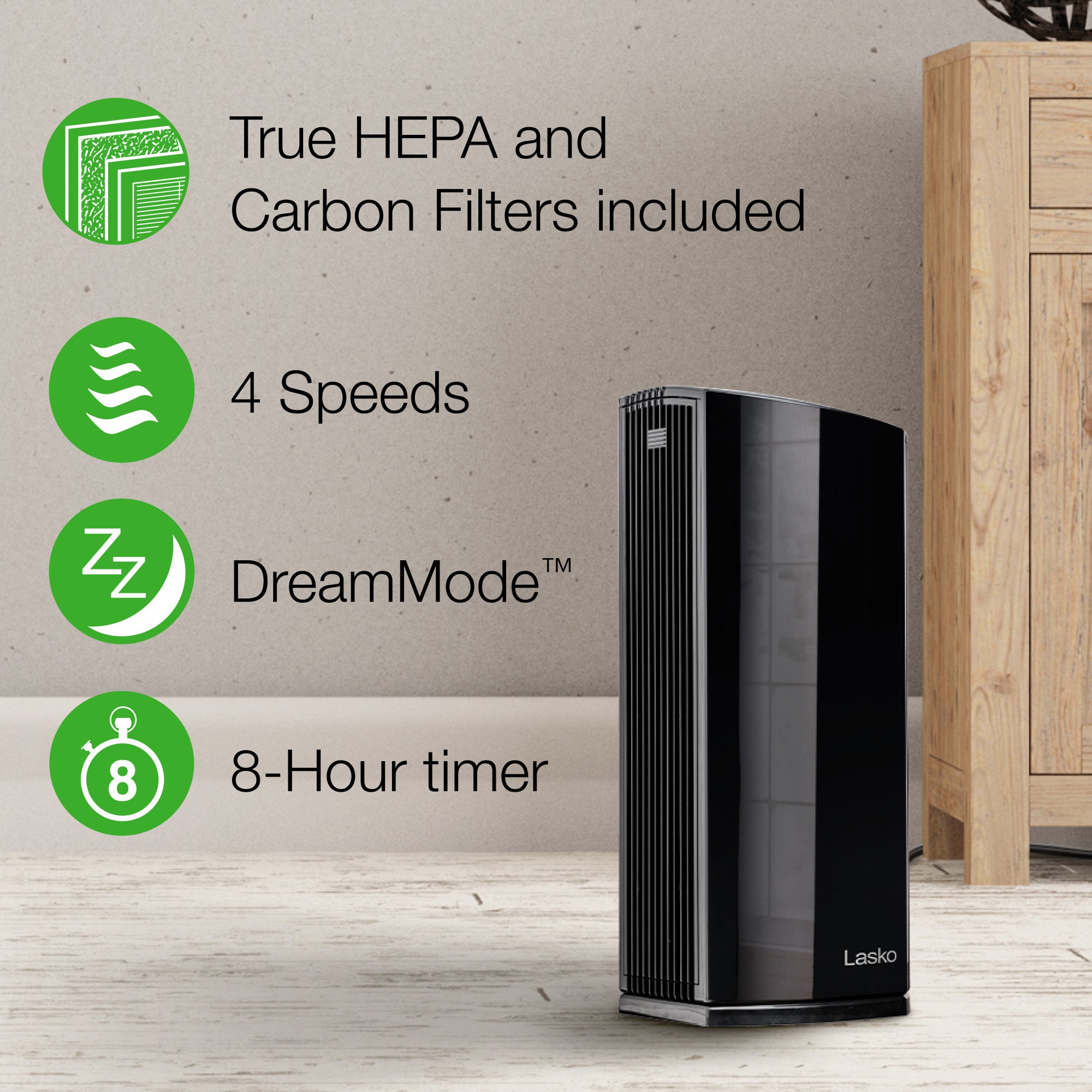 Lasko LP450 Premium Air Purifier with HEPA Filter and Odor Reduction and DreamMode - Image 4