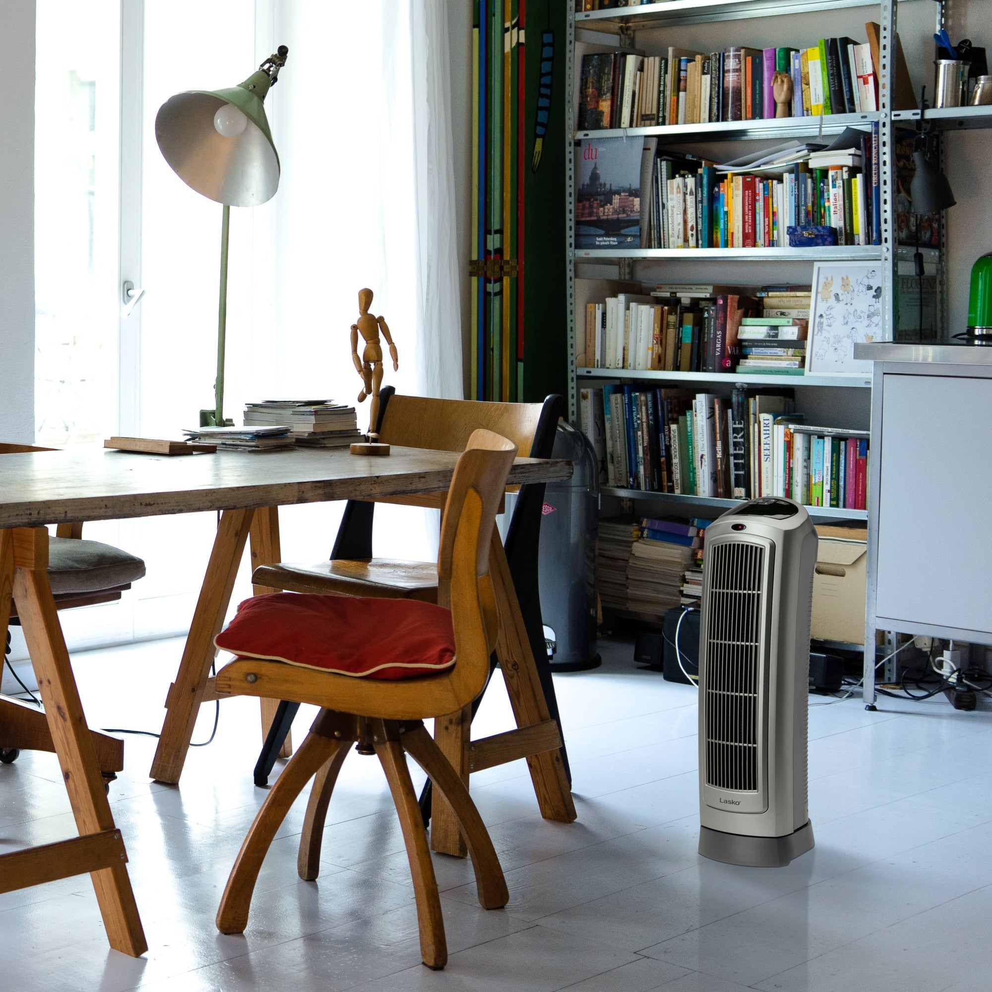 Lasko 1500W Electric Portable Oscillating Ceramic Space Heater Tower with Digital Display, 5538, Gray - Image 12