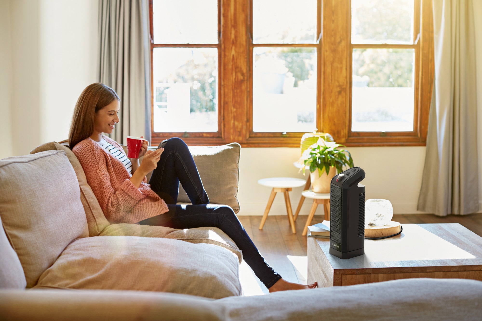 Lasko 1500W Electric Oscillating Ceramic Tower Space Heater, CT16451, Gray - Image 9