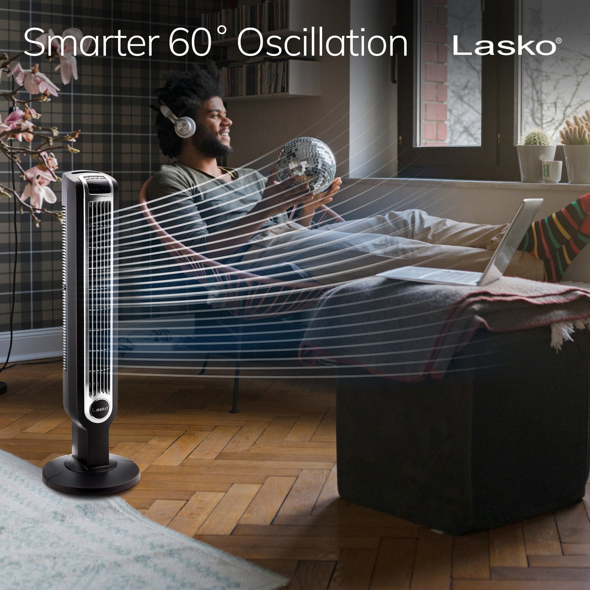 Lasko 36" 3-Speed Oscillating Tower Fan with Remote Control and Timer, 2511, Black - Image 6