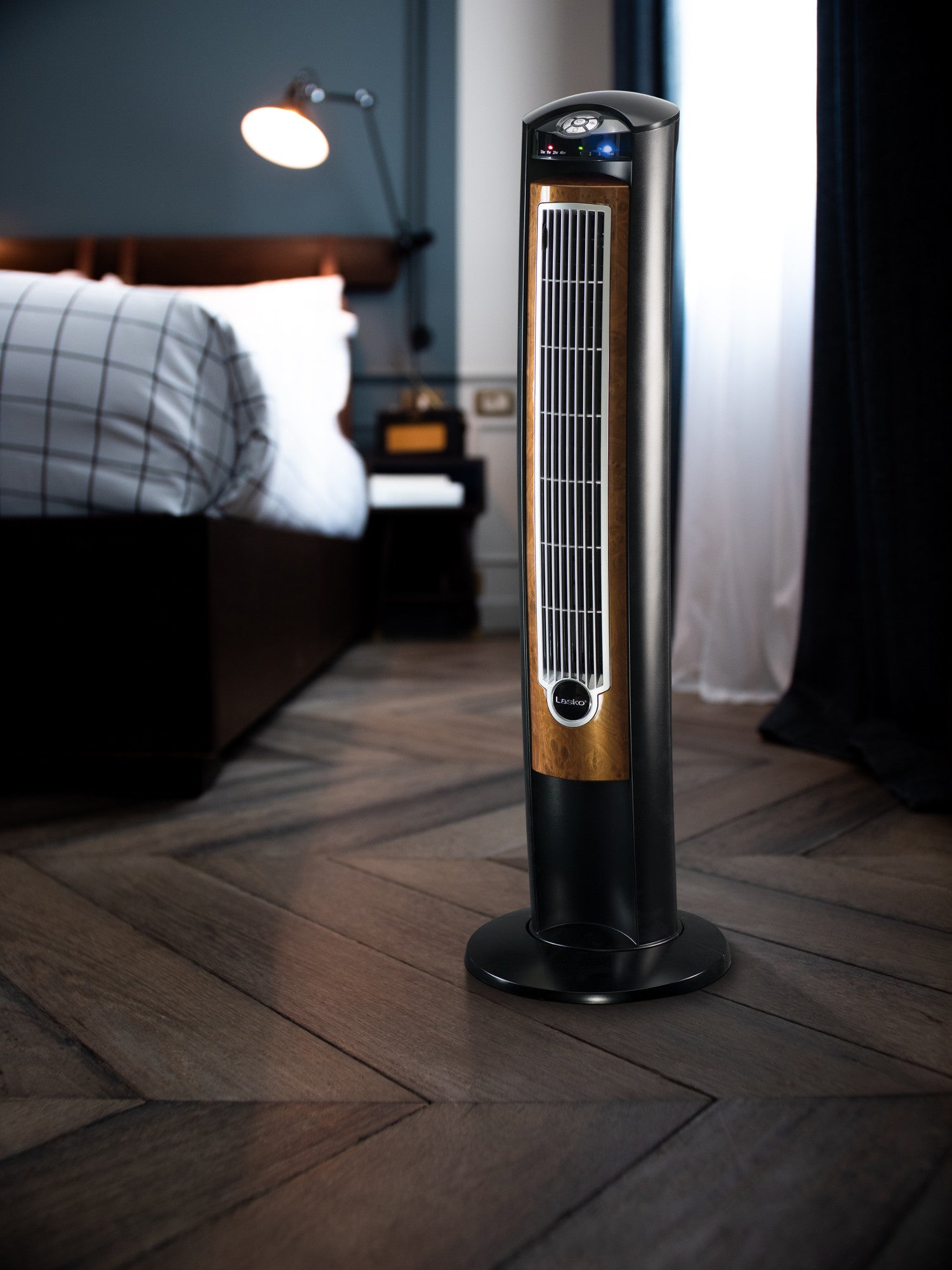 Lasko 42" Wind Curve 3-Speed Tower Fan with Fresh Air Ionizer and Remote, T42950, Black/Woodgrain - Image 10
