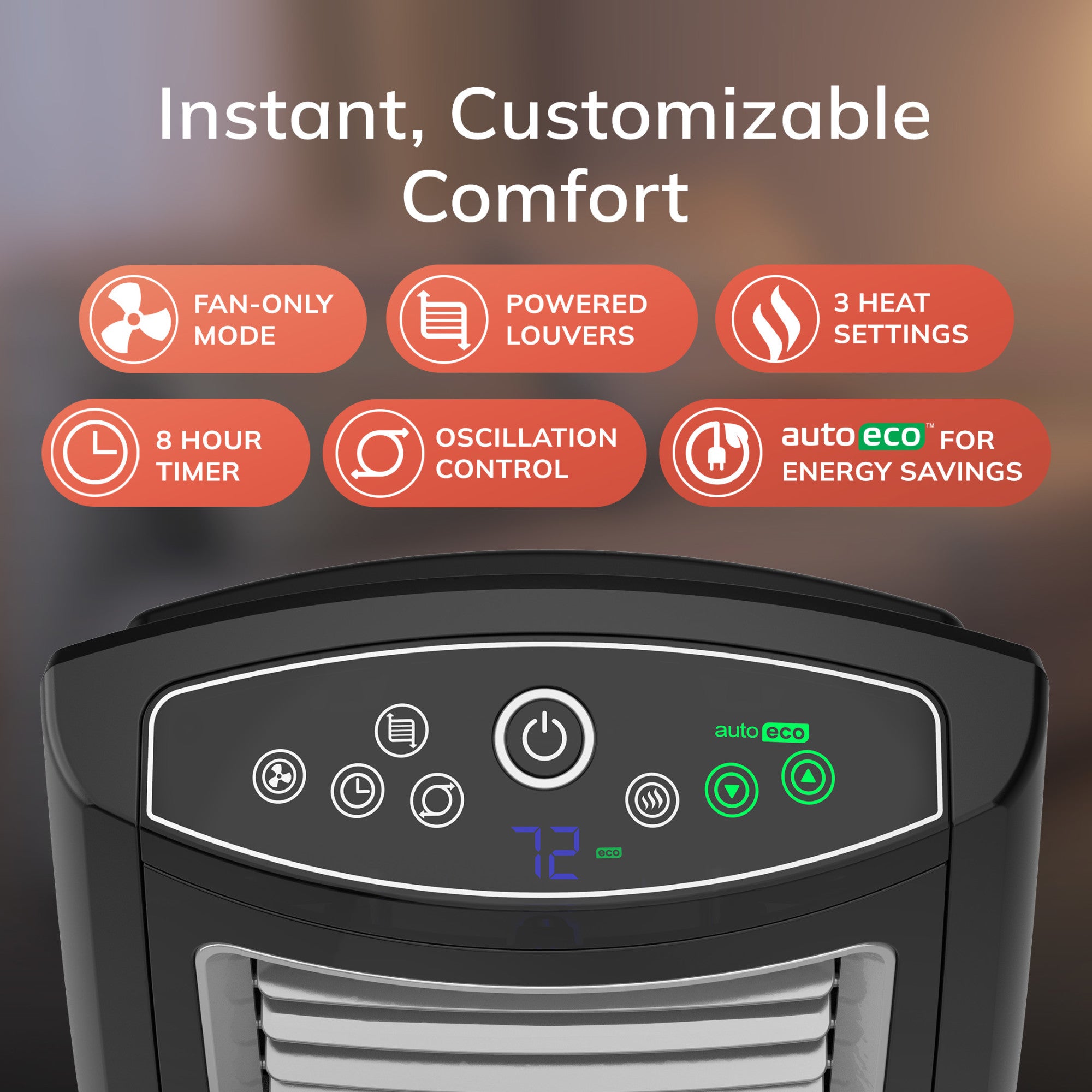 Lasko 1500W Motion Heat Whole Room Ceramic Space Heater with Remote, CC23161, Black - Image 5