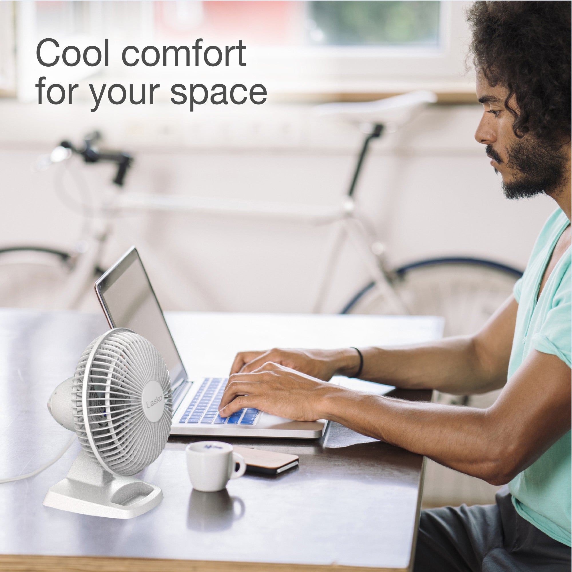 Lasko 6" 2-Speed Personal Table Fan with Storage Tray, 2002W, White - Image 3