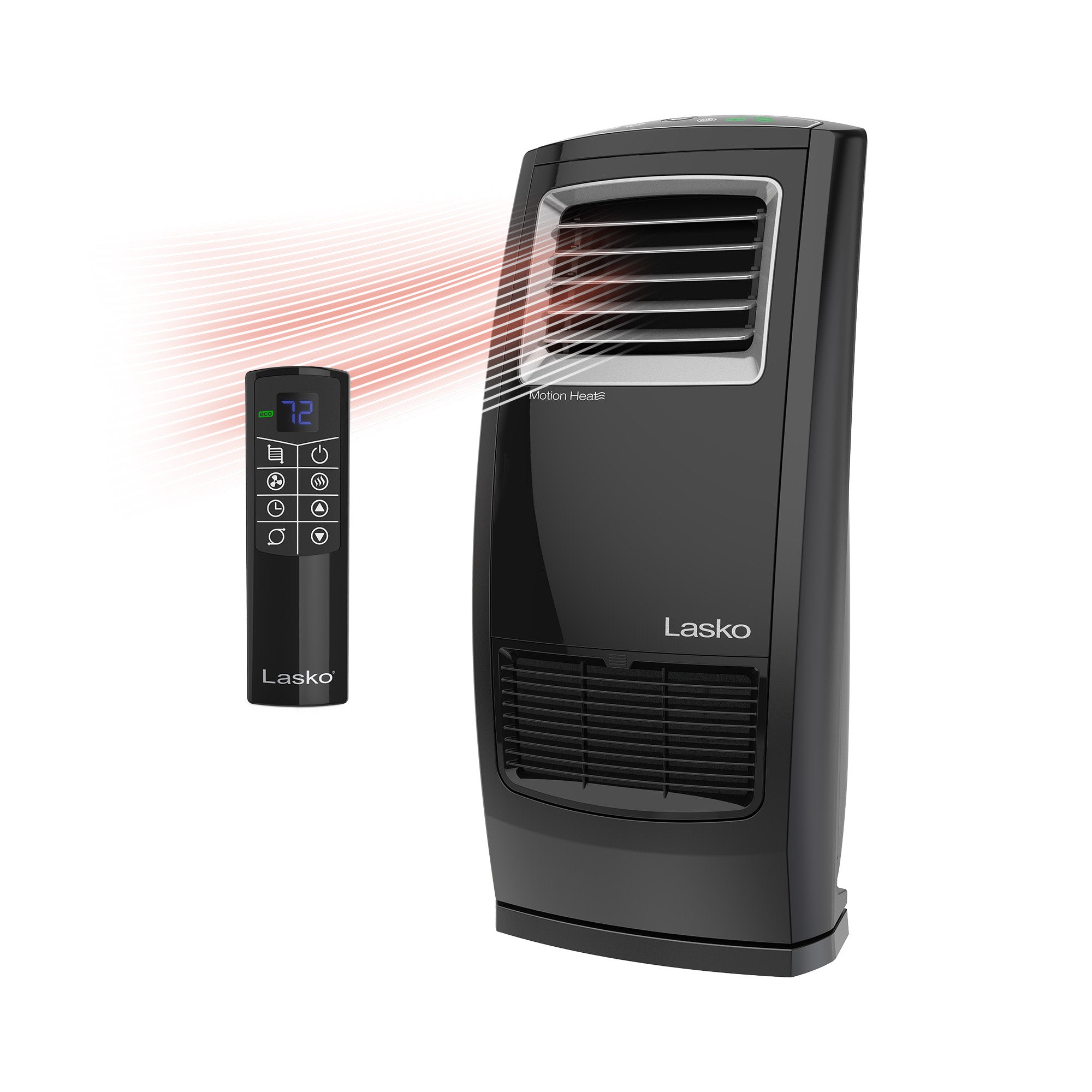 Lasko 1500W Motion Heat Whole Room Ceramic Space Heater with Remote, CC23161, Black