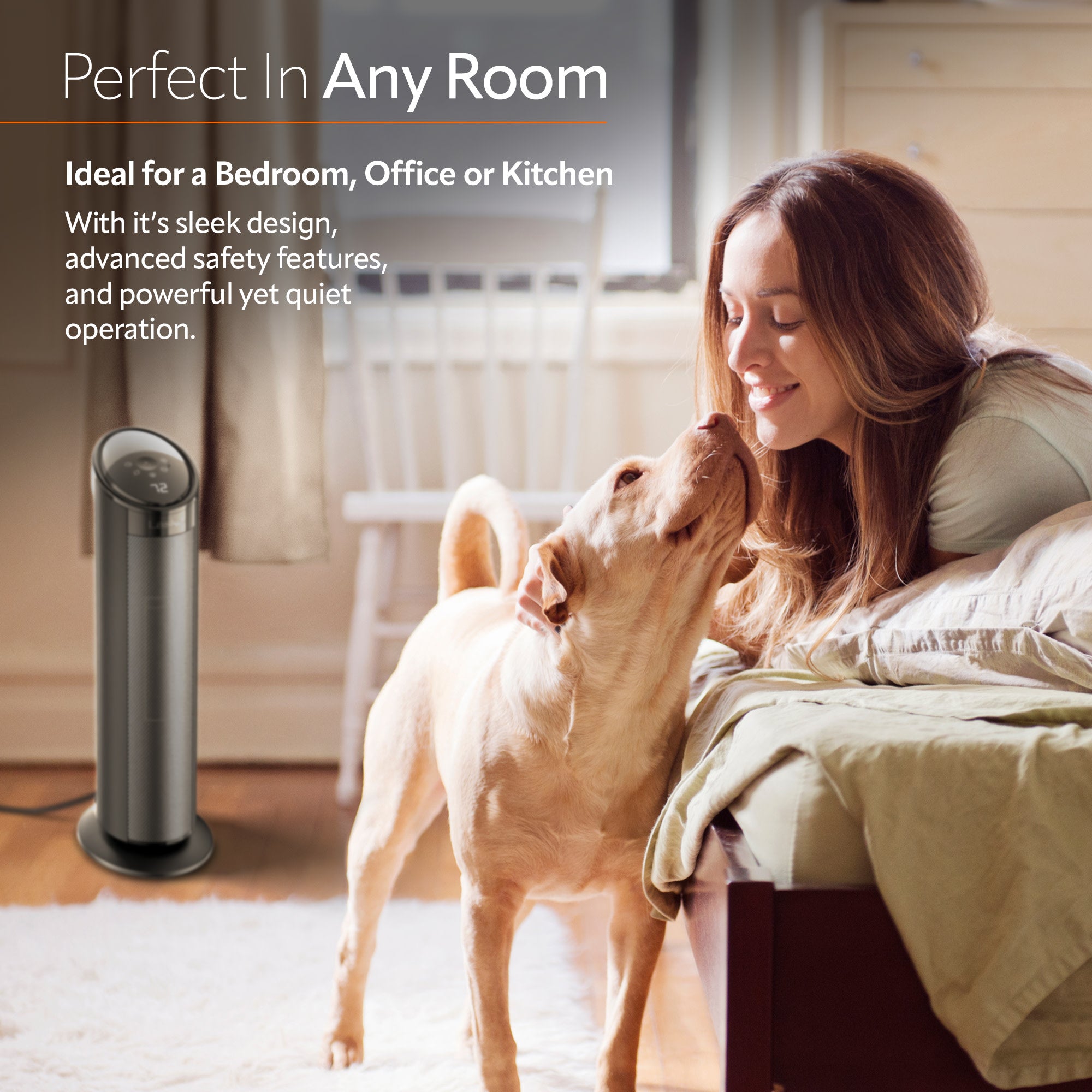 Lasko 22" Ceramic Tower Space Heater with Timer and Remote, CT22495, Black - Image 6