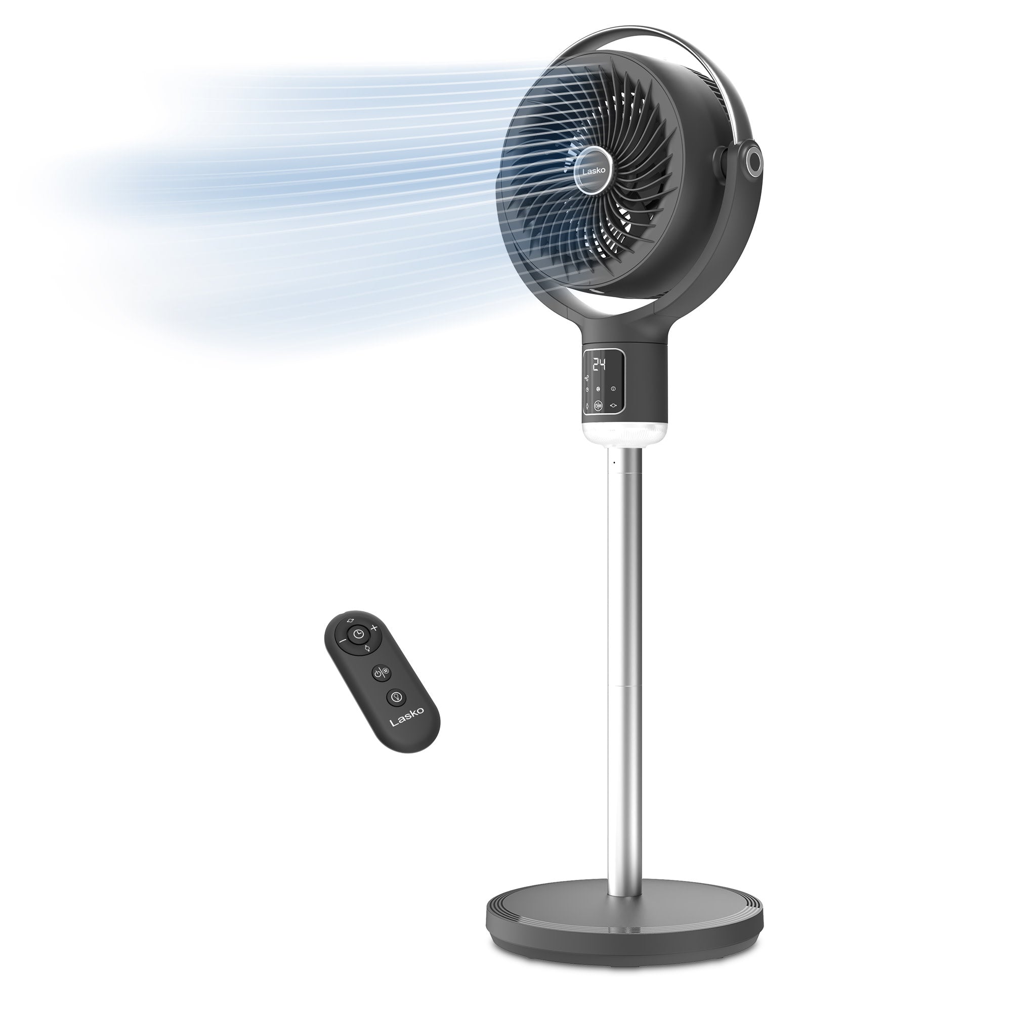 Lasko APDC215 Whirlwind Orbital Motion 24-Speed Pedestal Fan with Remote: gray