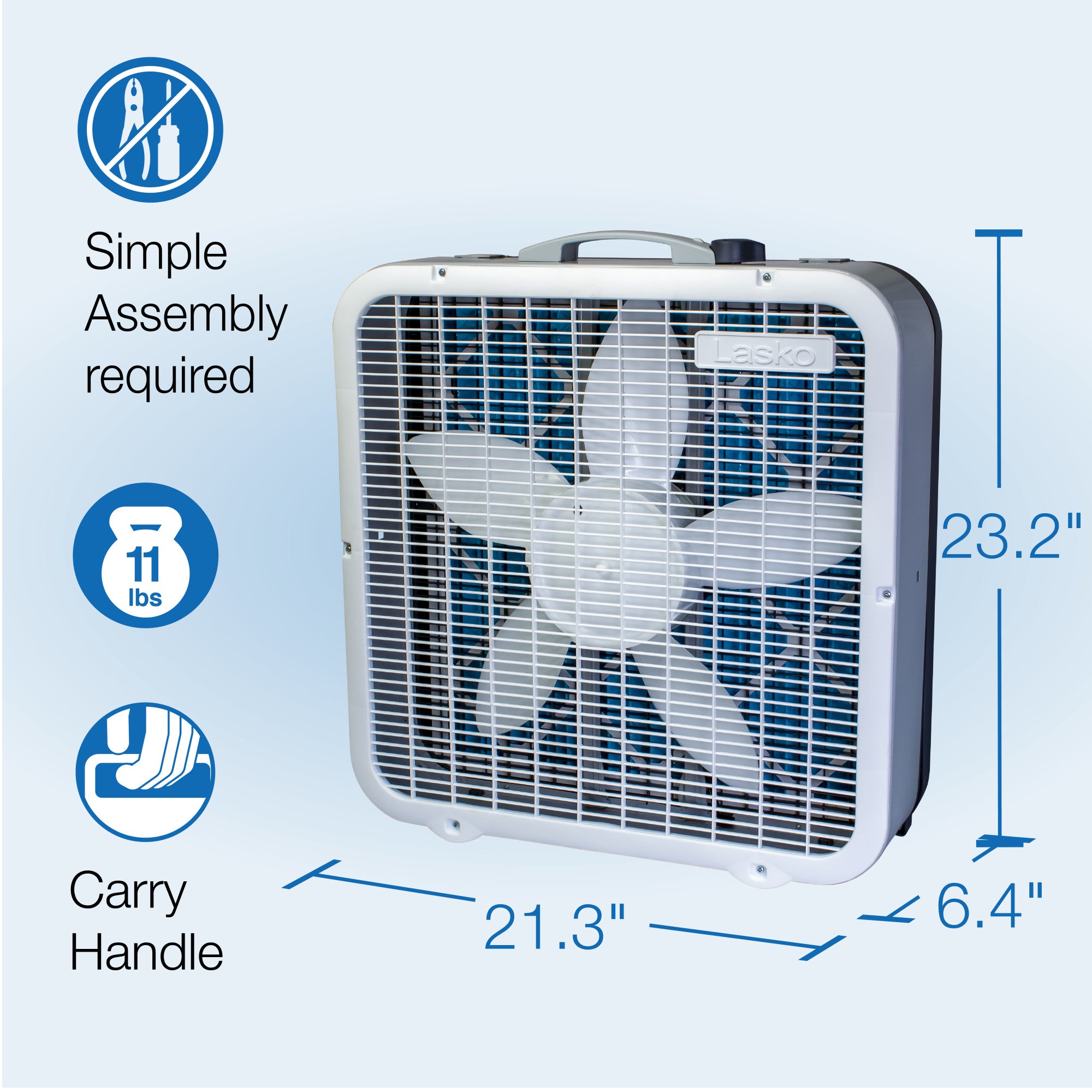 Lasko Air Flex 2-in-1 20-inch Box Fan and Air Purifier in One with 3 Speeds, FF305, White - Image 6