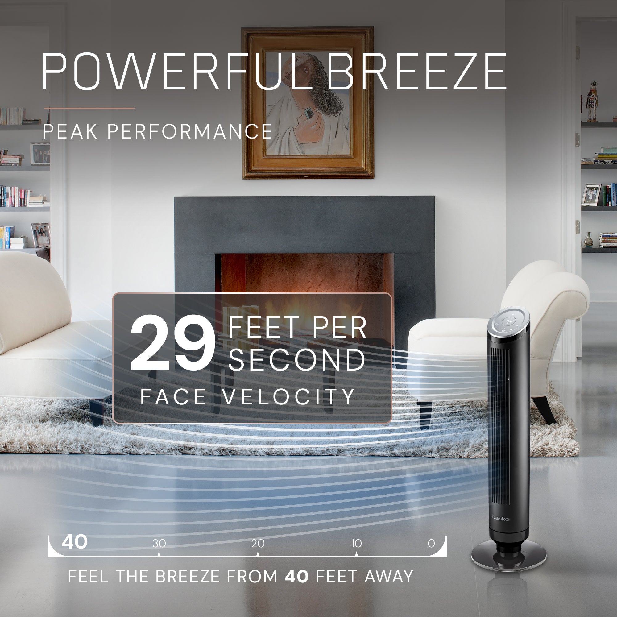 Lasko Summit Ascend OST100 36" Oscillating Tower Fan with Remote Control: Black - Image 3