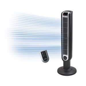 Lasko 36" 3-Speed Oscillating Tower Fan with Remote Control and Timer, 2511, Black