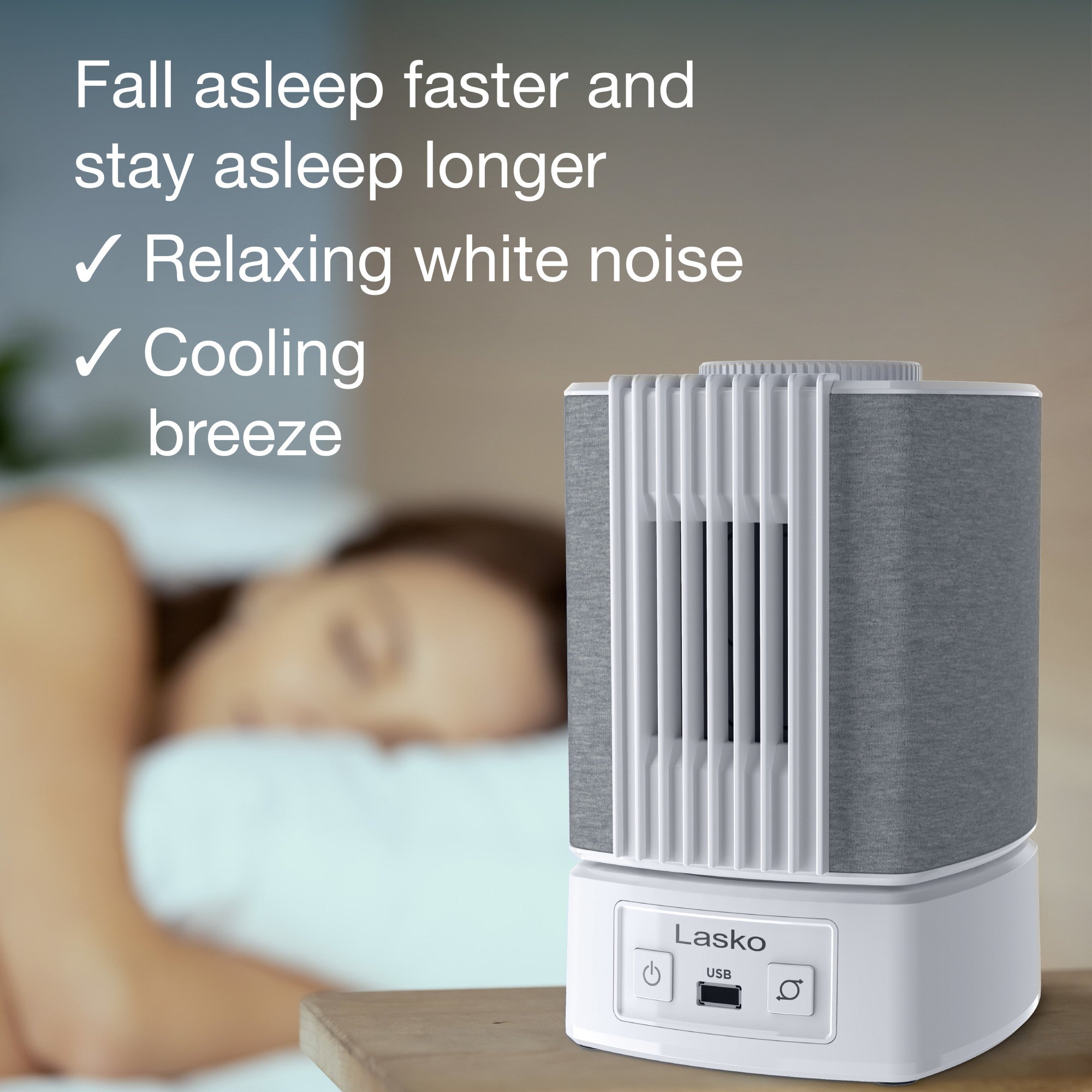 Lasko SlumberBreeze 2-in-1 Table Fan and White Noise Machine, SB101, White - Image 3