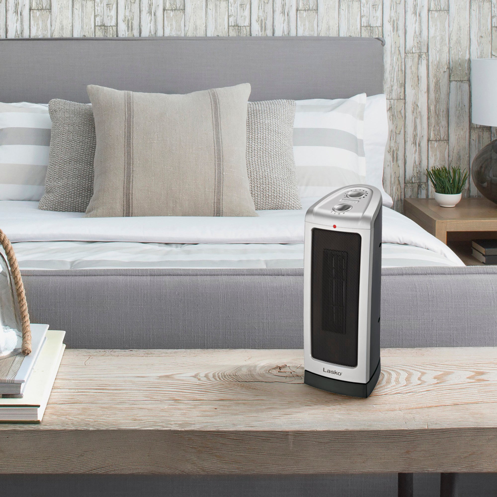 Lasko 1500W Electric Oscillating Ceramic Tower Space Heater with Thermostat, 5307, Silver - Image 6